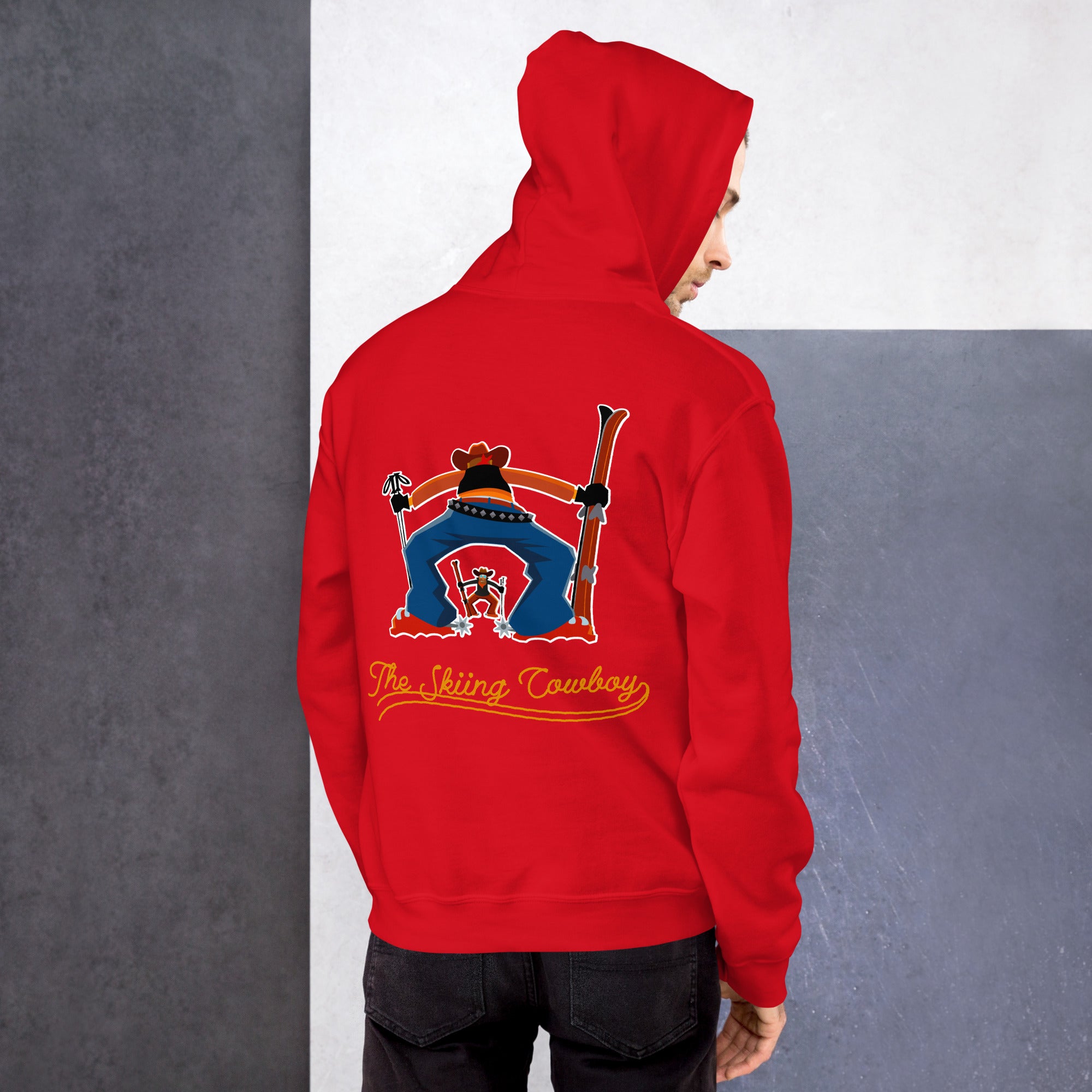 Unisex Hoodie Skiing Duel Outline on bright colors (front & back)