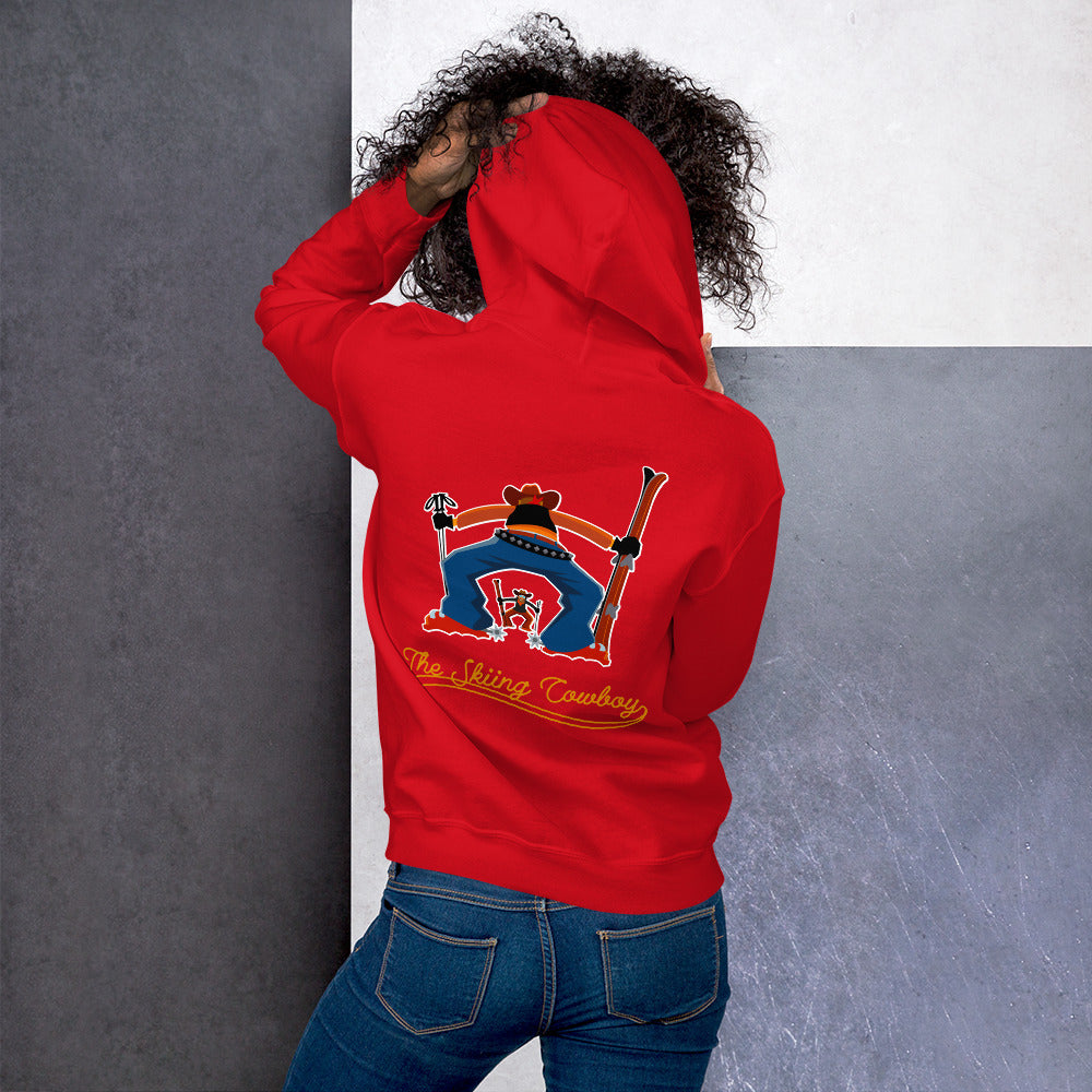 Unisex Hoodie Skiing Duel Outline on bright colors (front & back)