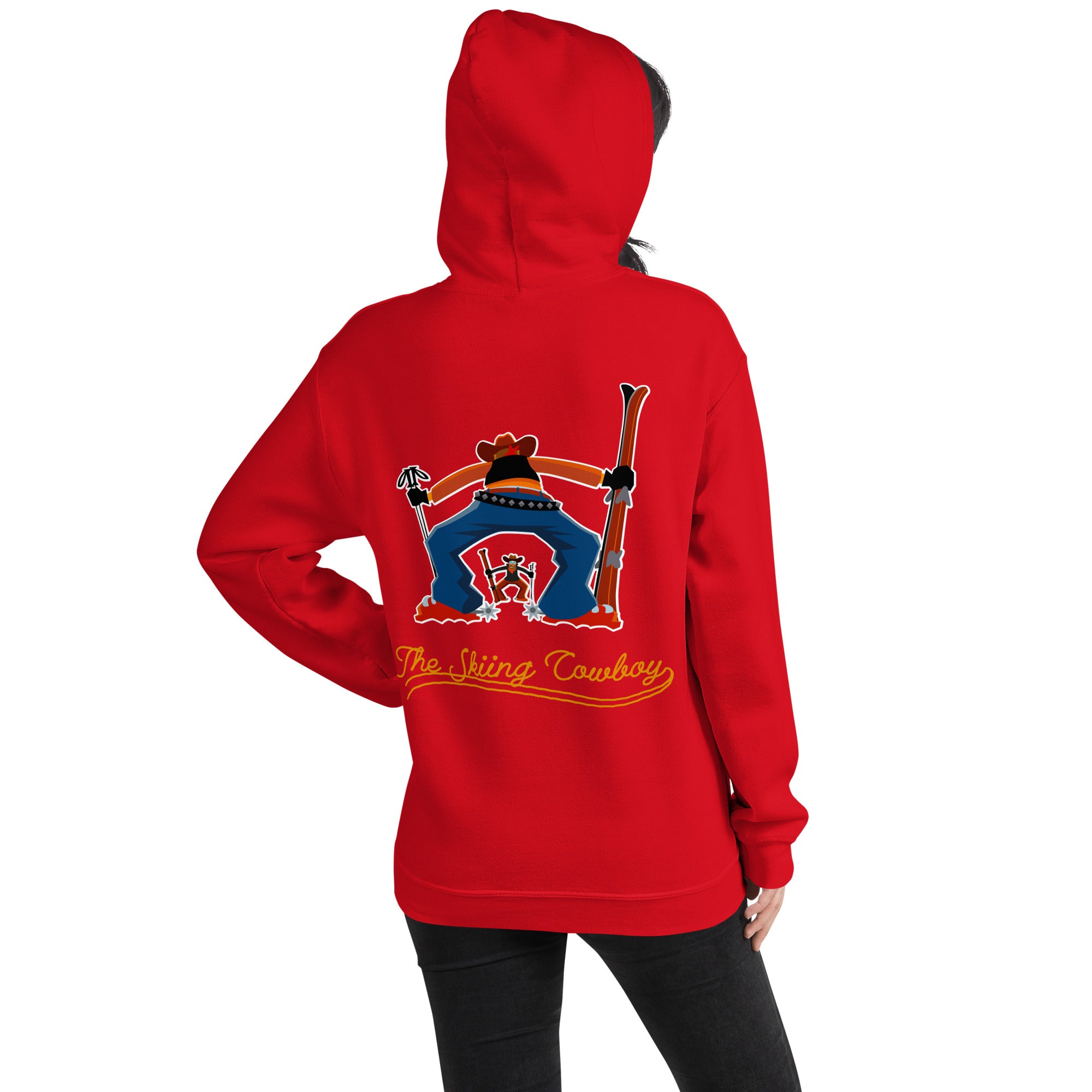 Unisex Hoodie Skiing Duel Outline on bright colors (front & back)