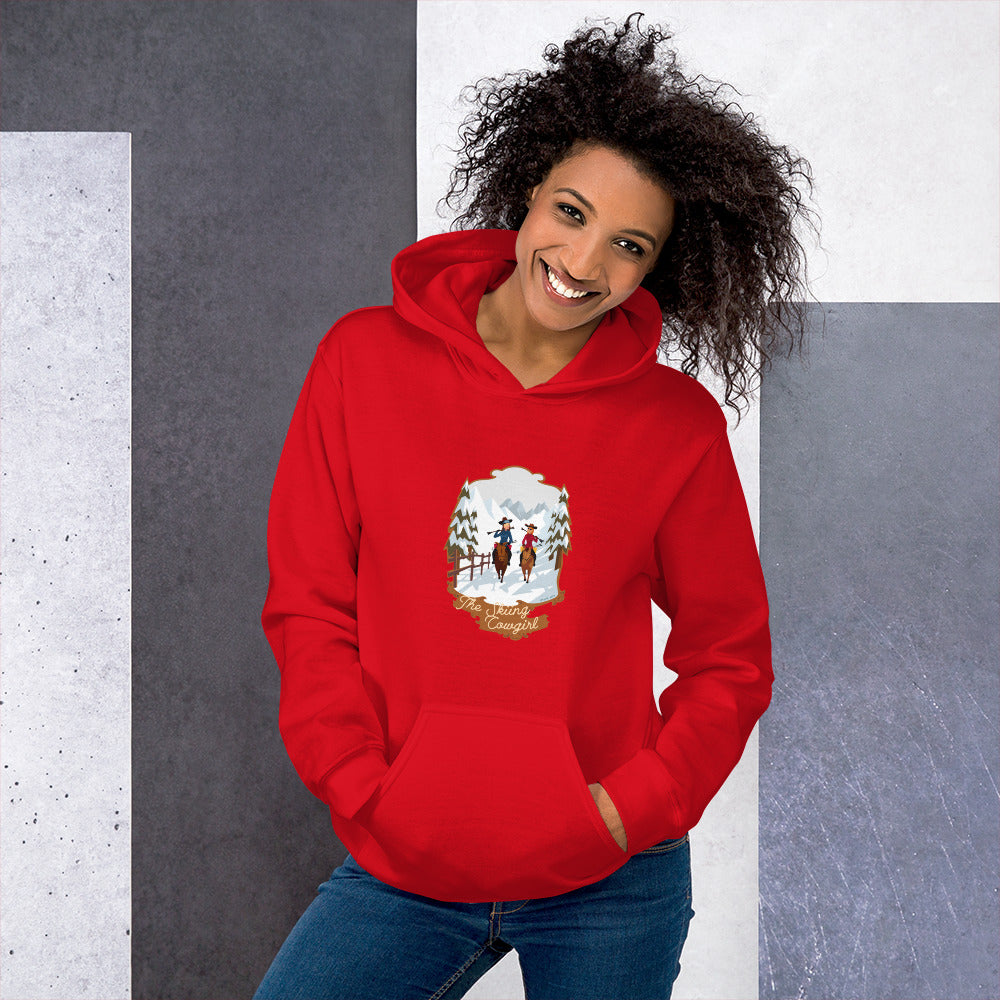 Unisex Hoodie The Skiing Cowgirl on bright colors