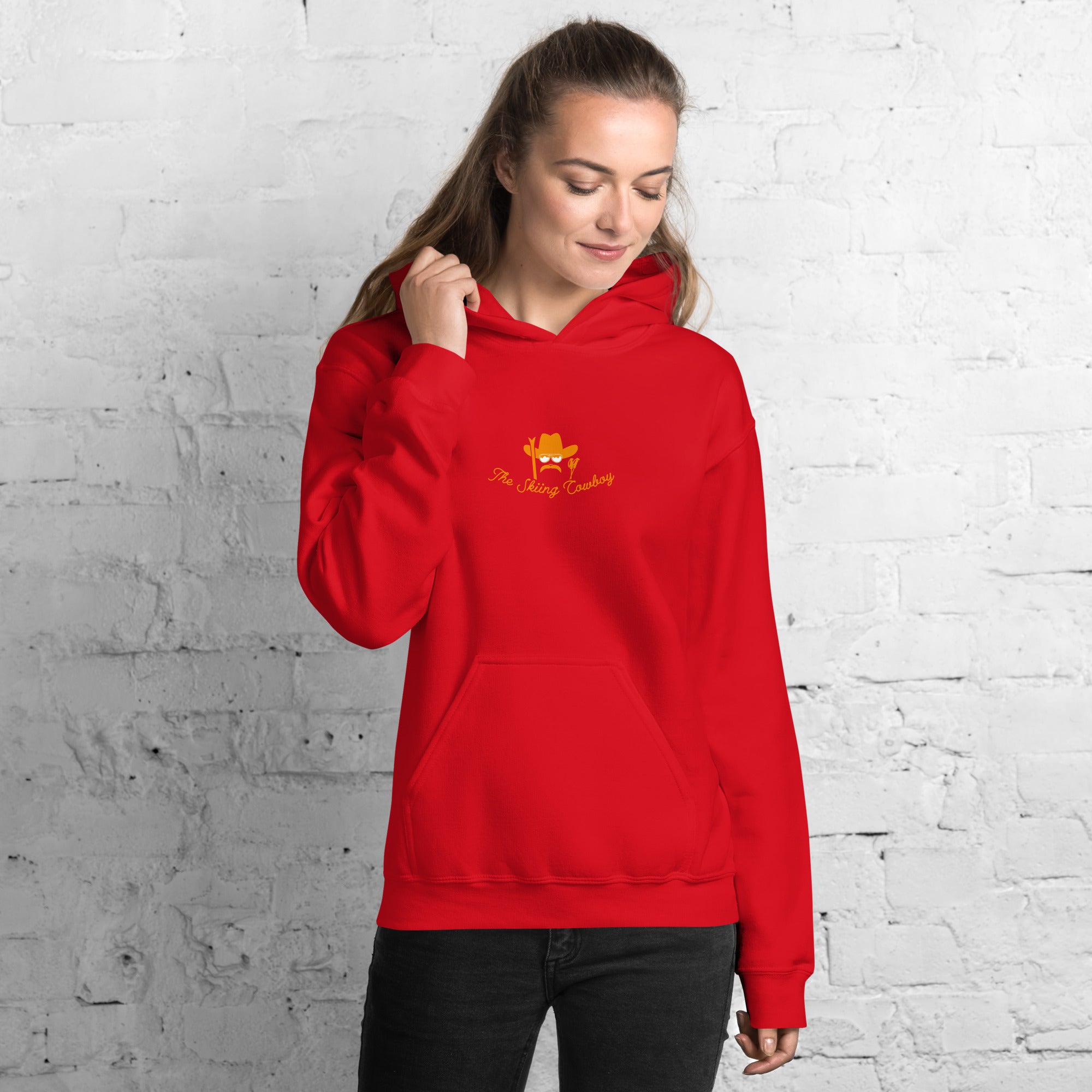 Unisex Hoodie Skiing Duel Outline on bright colors (front & back)