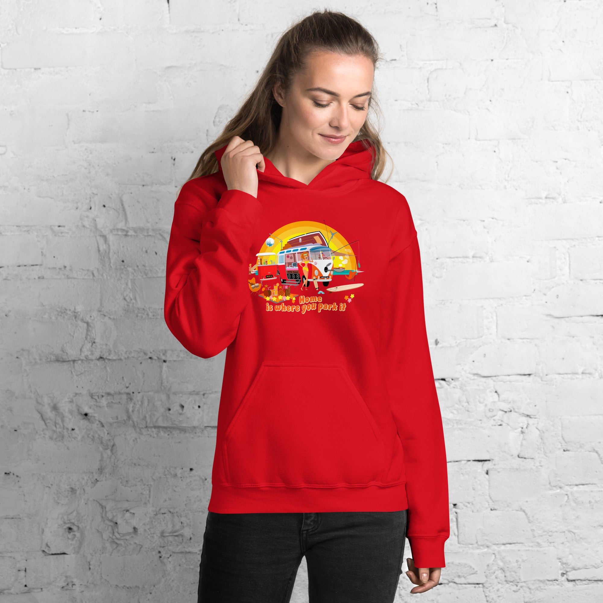 Unisex Hoodie Ultra Combi: Home is where you park it on bright colors