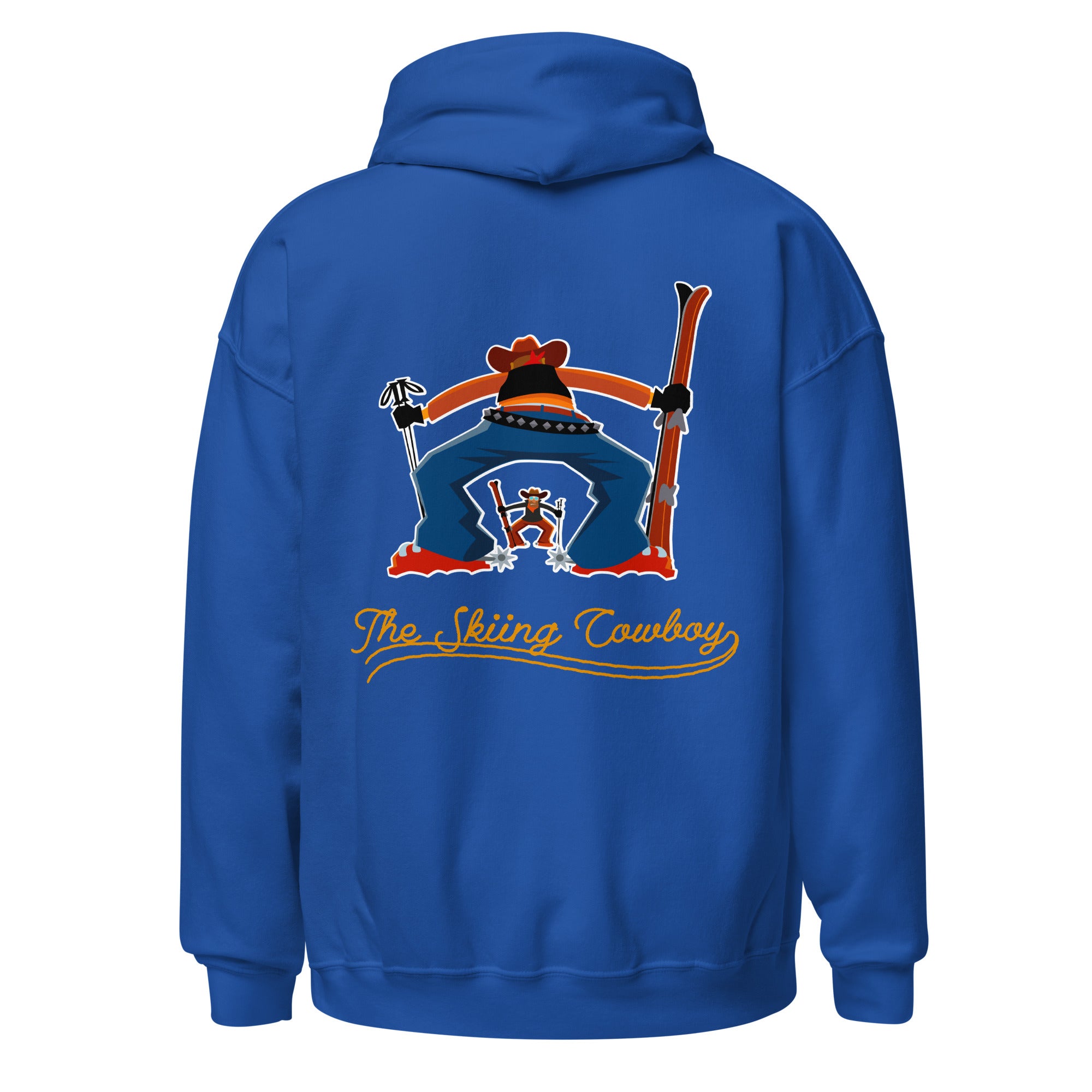 Unisex Hoodie Skiing Duel Outline on bright colors (front & back)