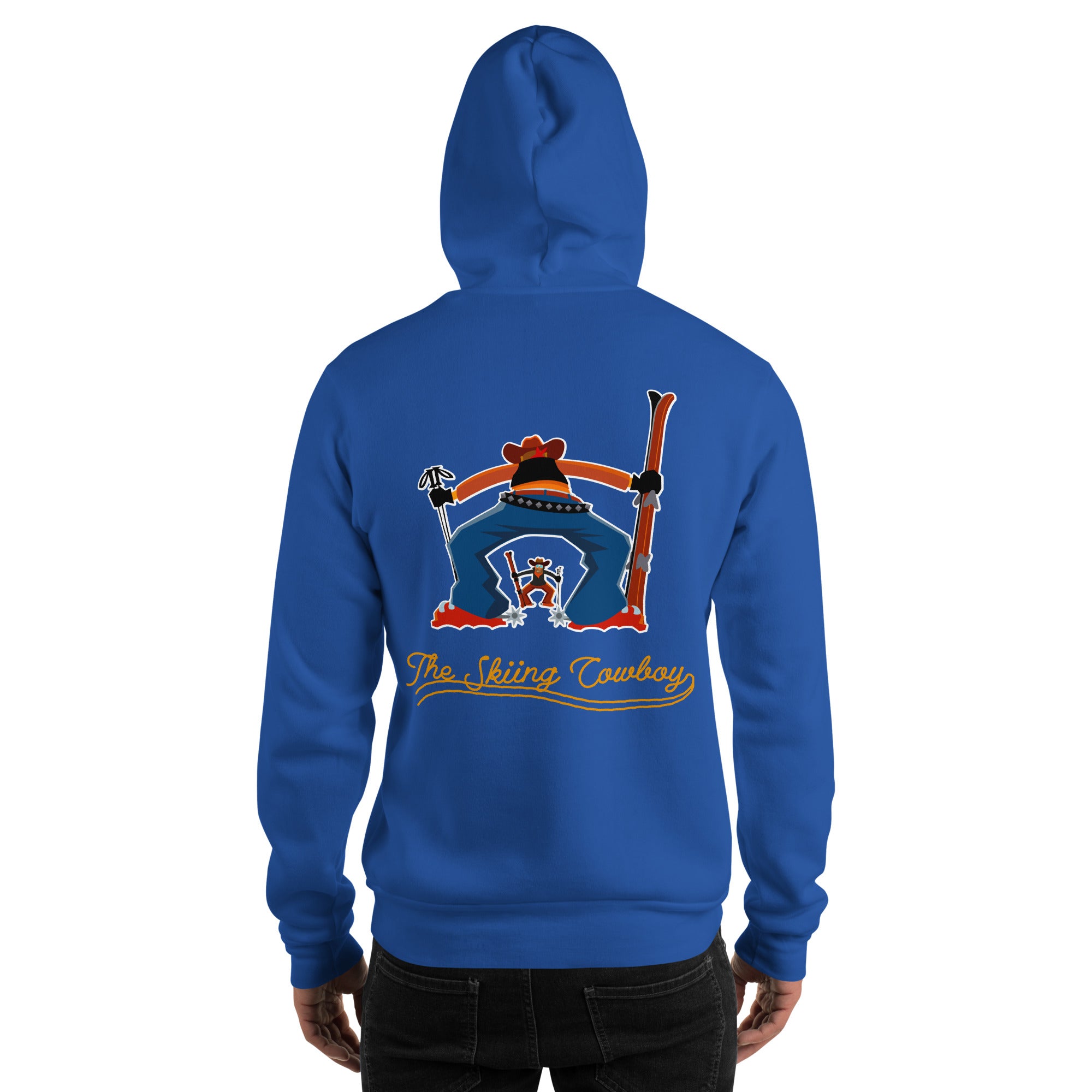 Sweat à capuche d'hiver unisexe Skiing Duel Outline sur couleurs vives (face & dos)