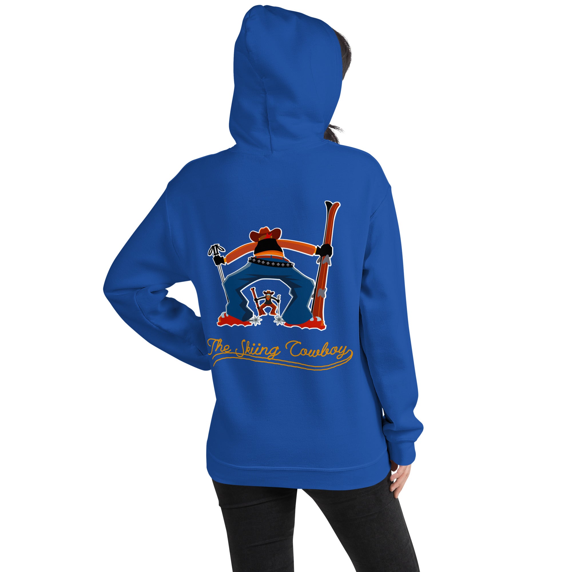 Sweat à capuche d'hiver unisexe Skiing Duel Outline sur couleurs vives (face & dos)