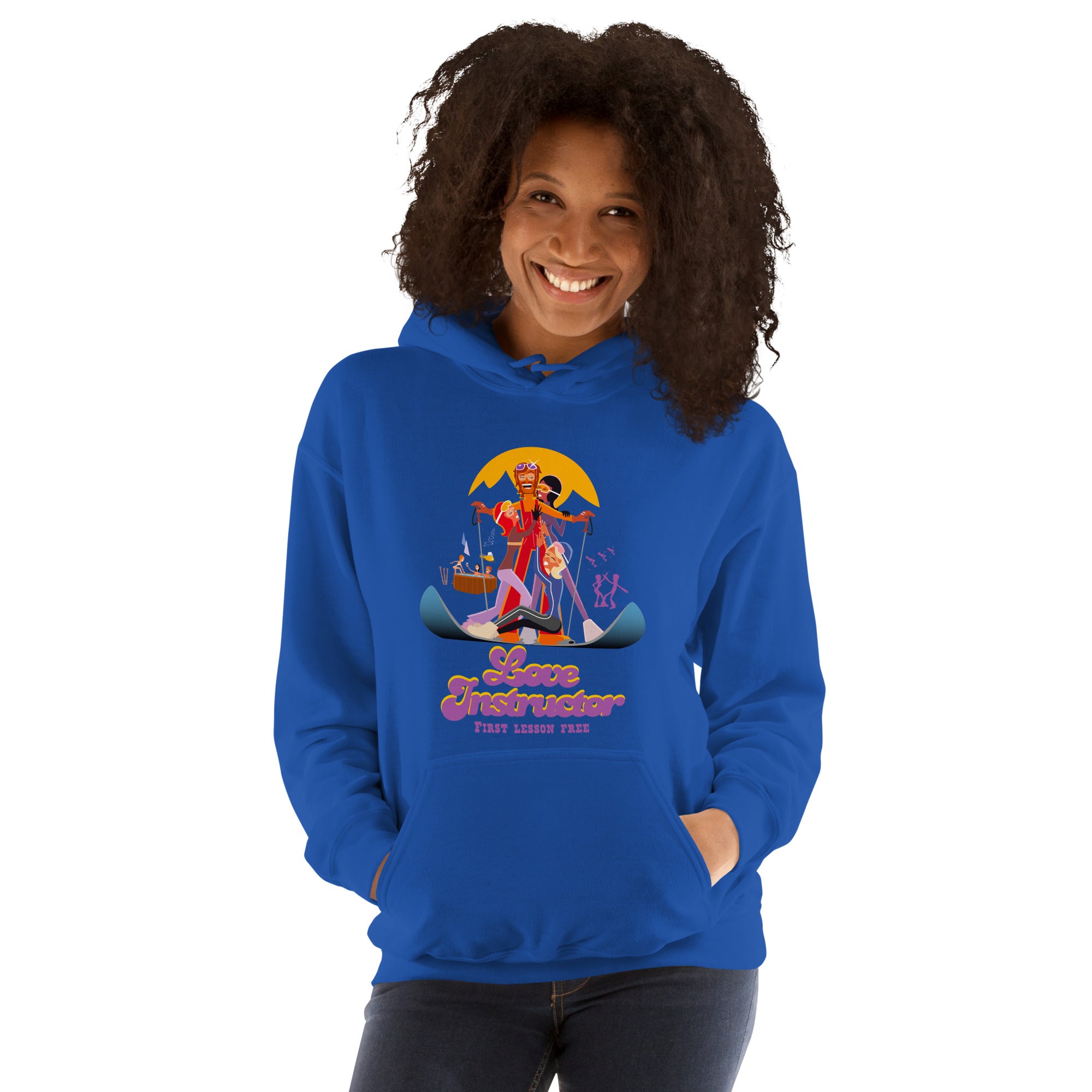 Sweat à capuche d'hiver unisexe Love Instructor First Lesson free sur couleurs vives