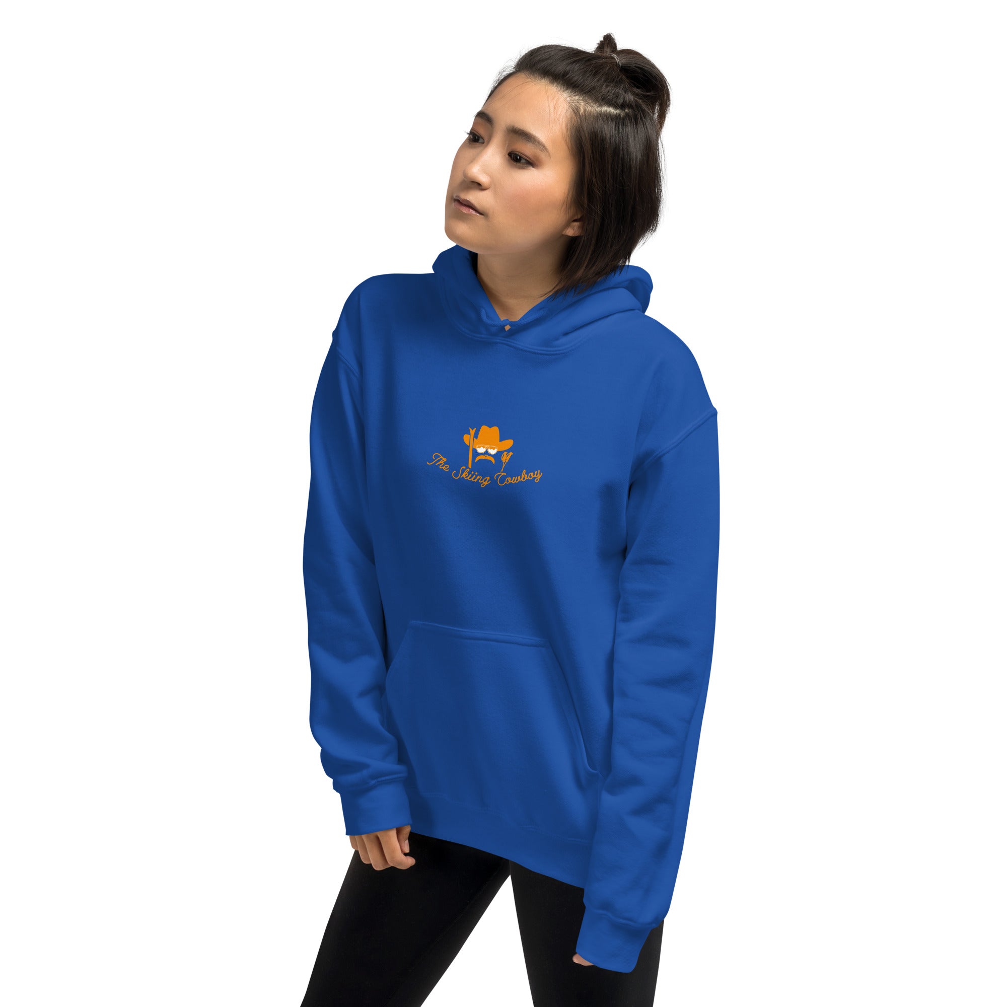 Unisex Hoodie Skiing Duel Outline on bright colors (front & back)