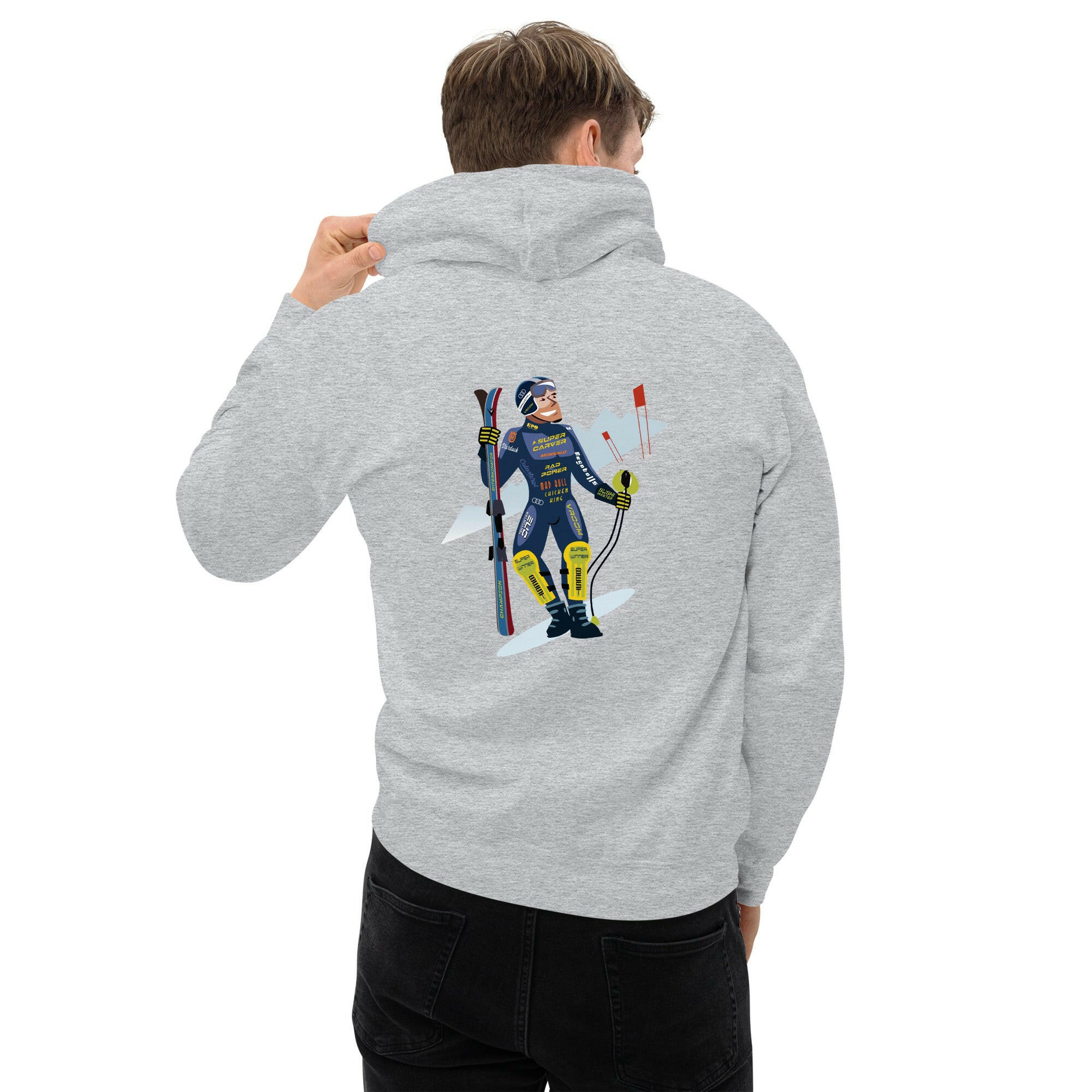 Unisex Hoodie Which skier are you? Ski Racer (front & back) on light colors