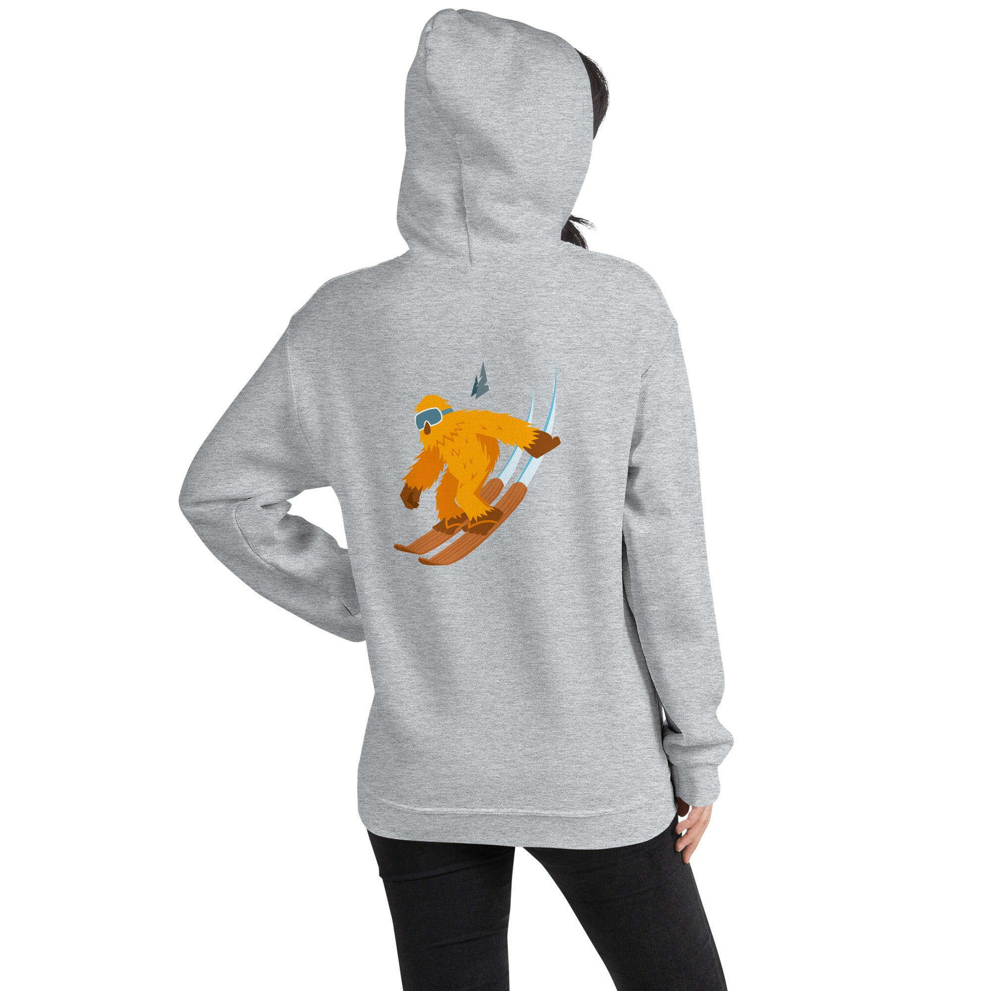 Unisex Hoodie Which skier are you? "The Thing" Yeti Skier on light colors (front & back)