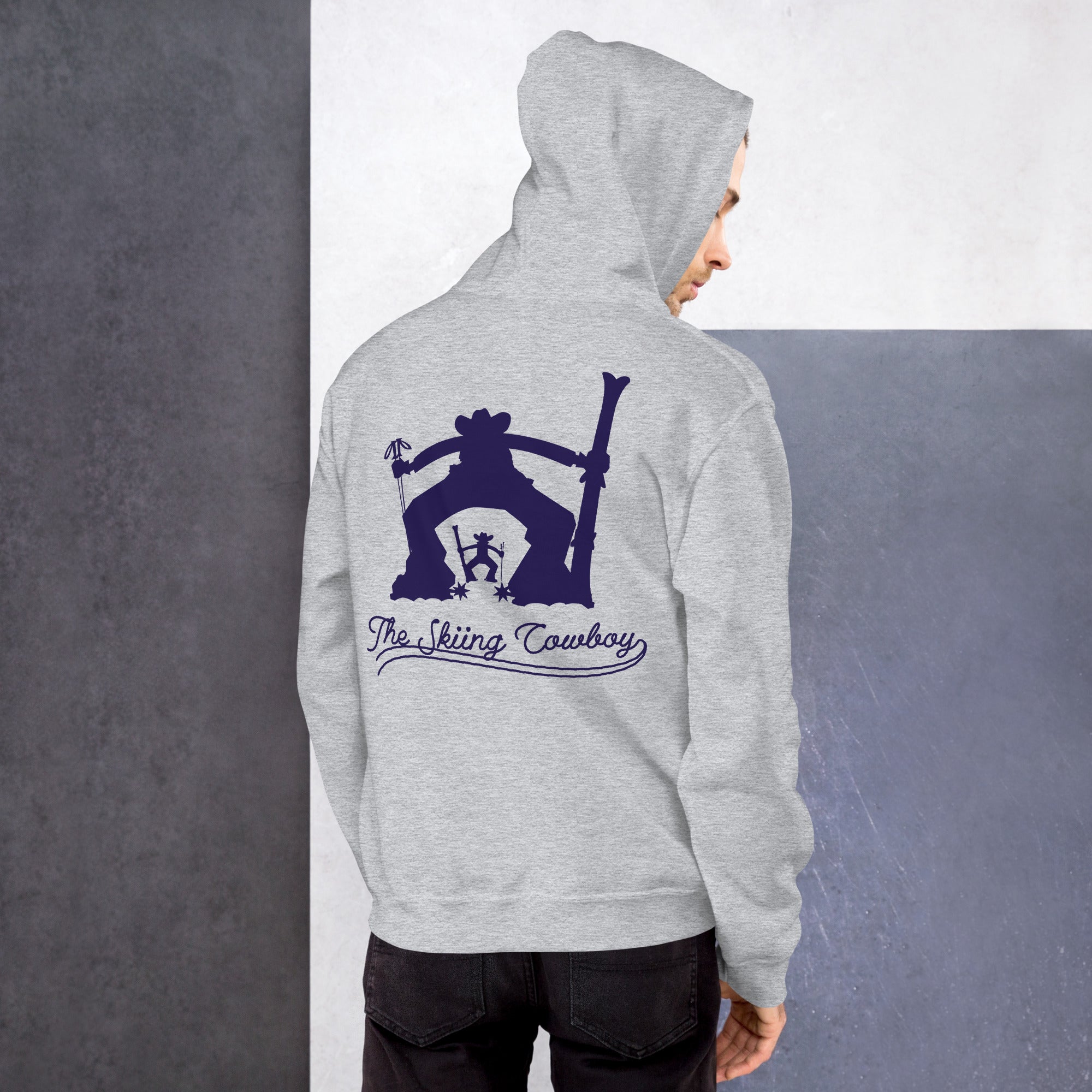 Unisex Hoodie The Skiing Cowboy Duel Silhouette (front & back)