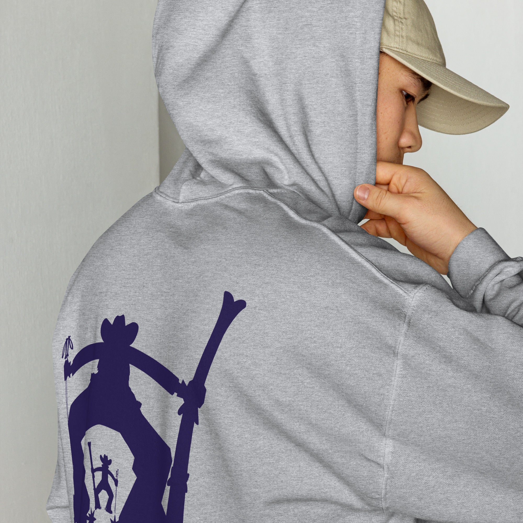 Unisex Hoodie The Skiing Cowboy Duel Silhouette (front & back)