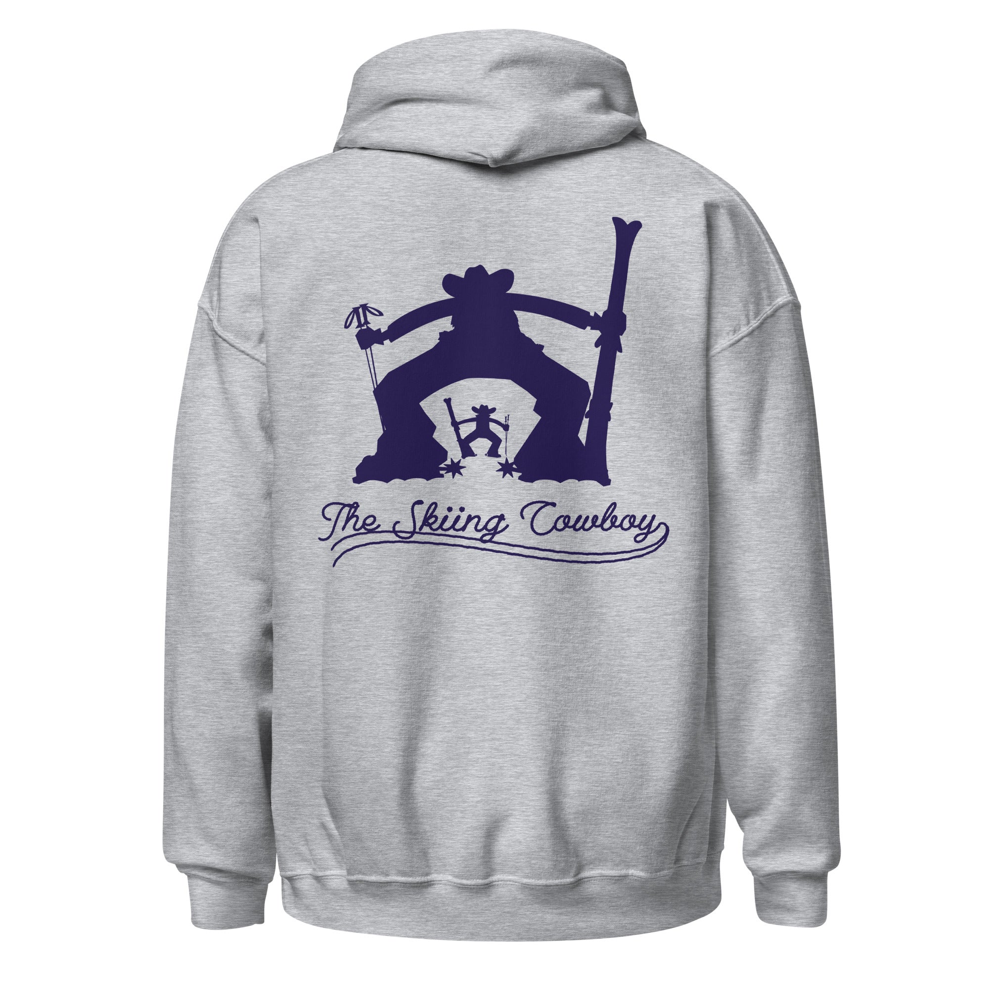 Unisex Hoodie The Skiing Cowboy Duel Silhouette (front & back)