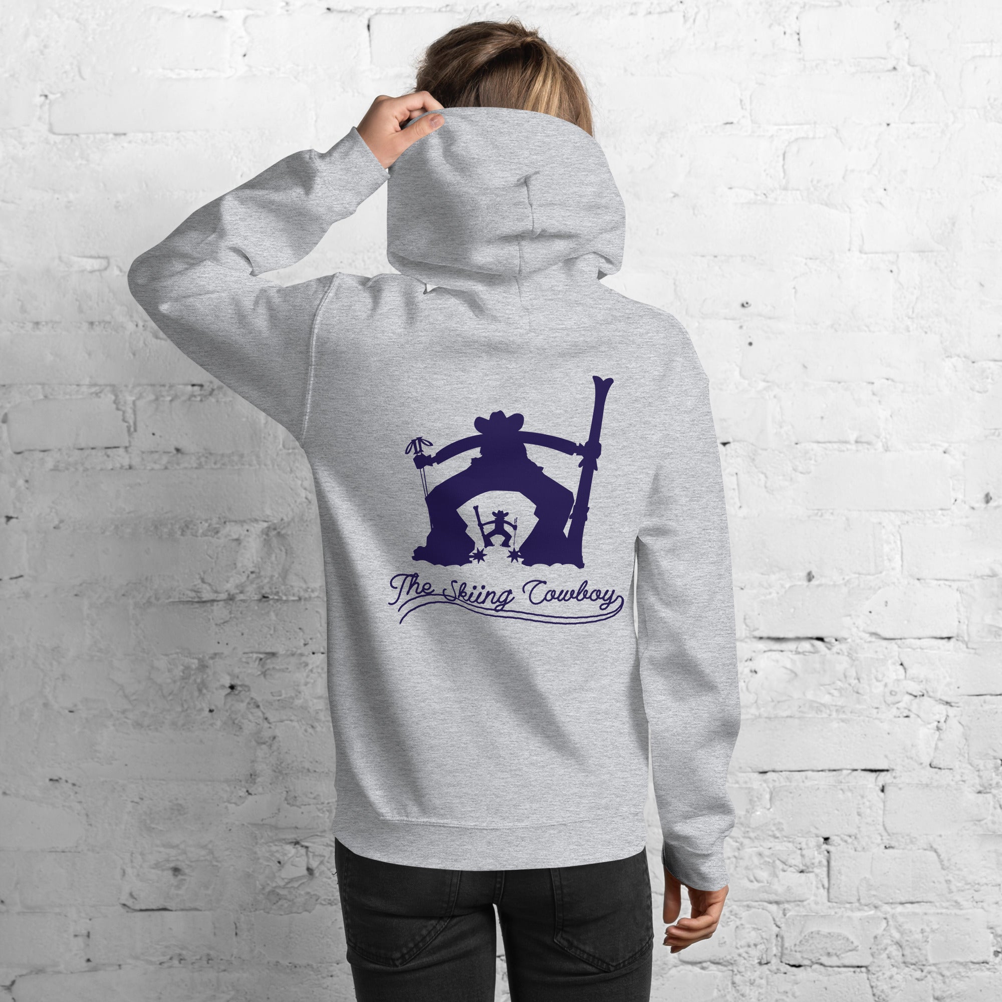 Unisex Hoodie The Skiing Cowboy Duel Silhouette (front & back)