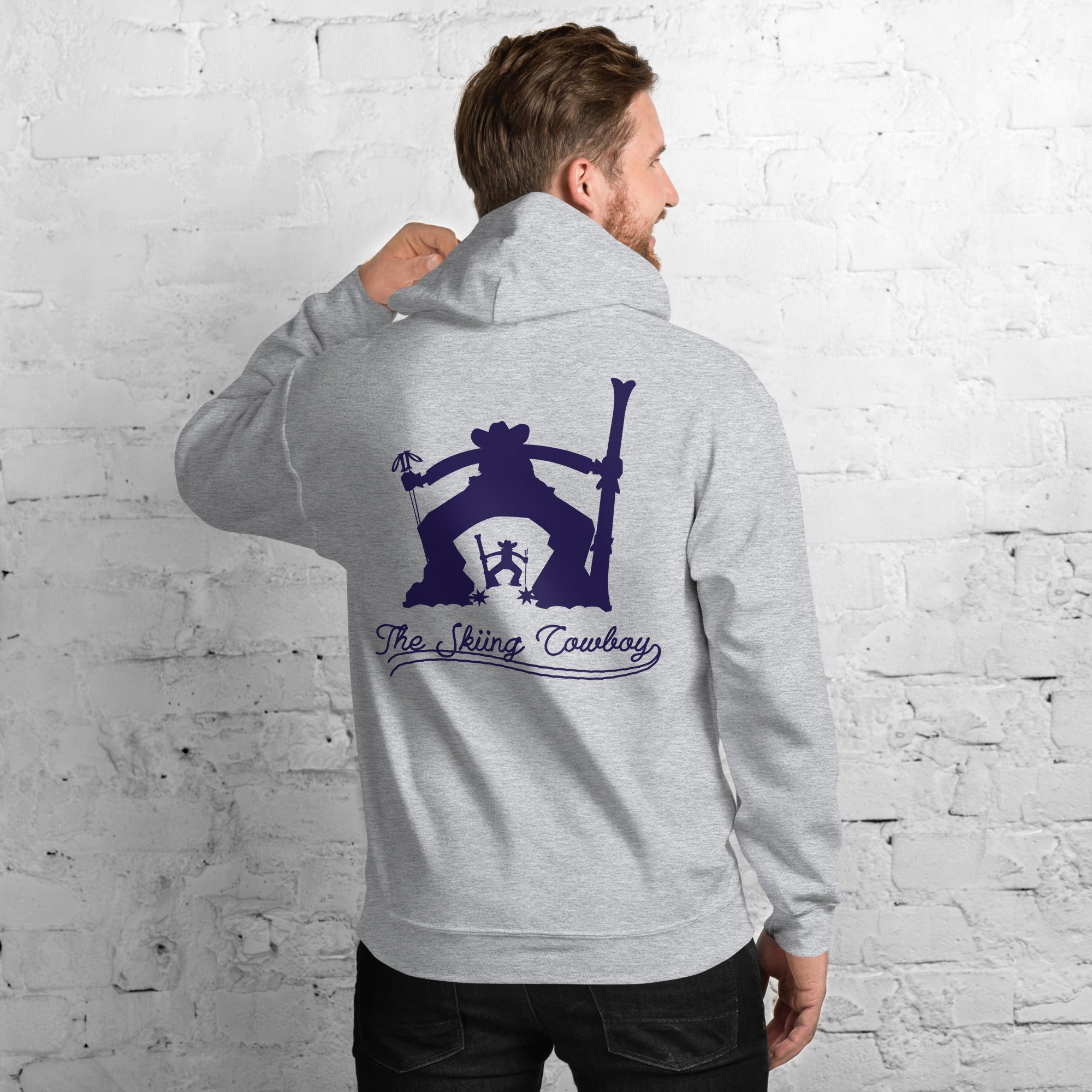 Unisex Hoodie The Skiing Cowboy Duel Silhouette (front & back)