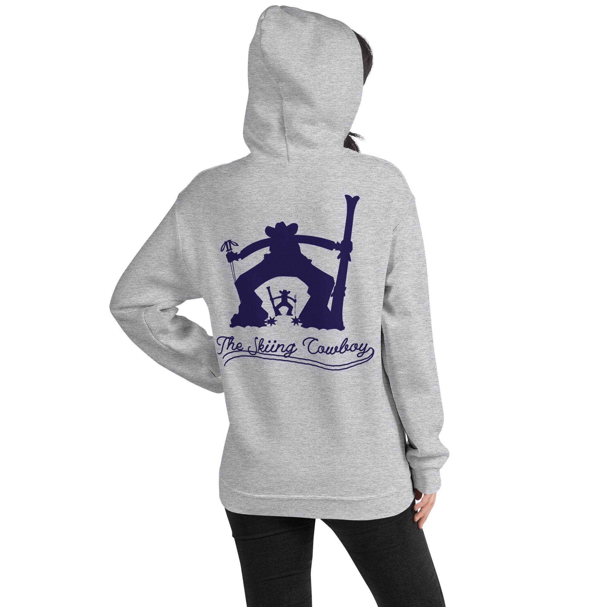 Unisex Hoodie The Skiing Cowboy Duel Silhouette (front & back)