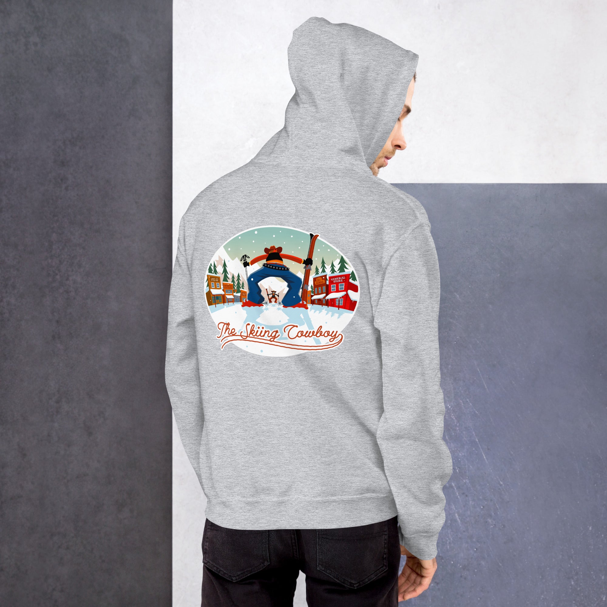 Unisex Hoodie Skiing Duel on light colors (front & back)