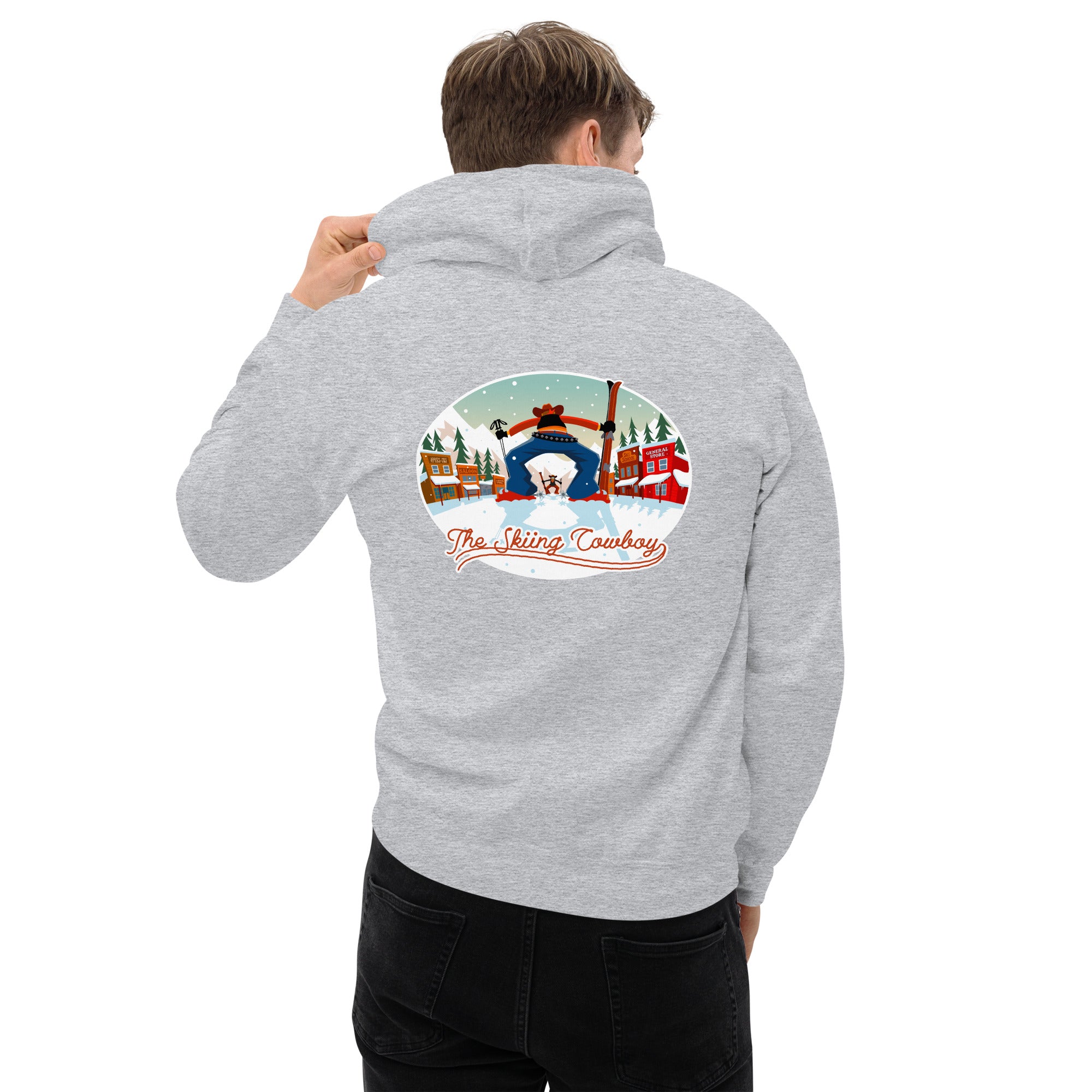 Unisex Hoodie Skiing Duel on light colors (front & back)