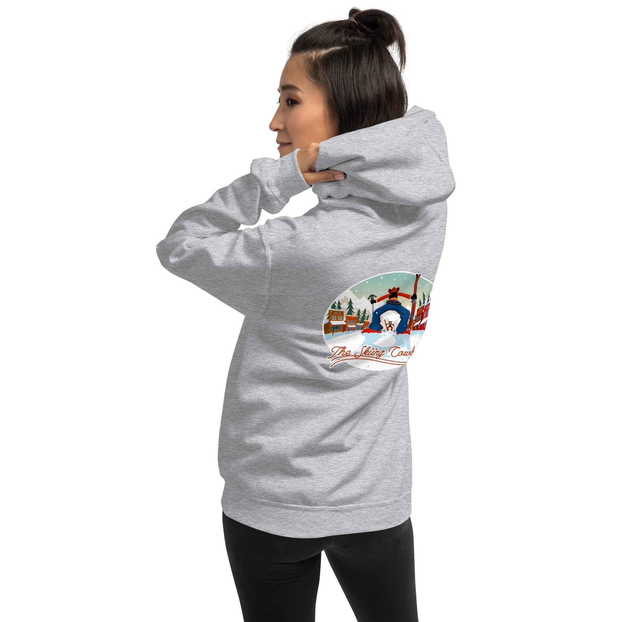 Unisex Hoodie Skiing Duel on light colors (front & back)