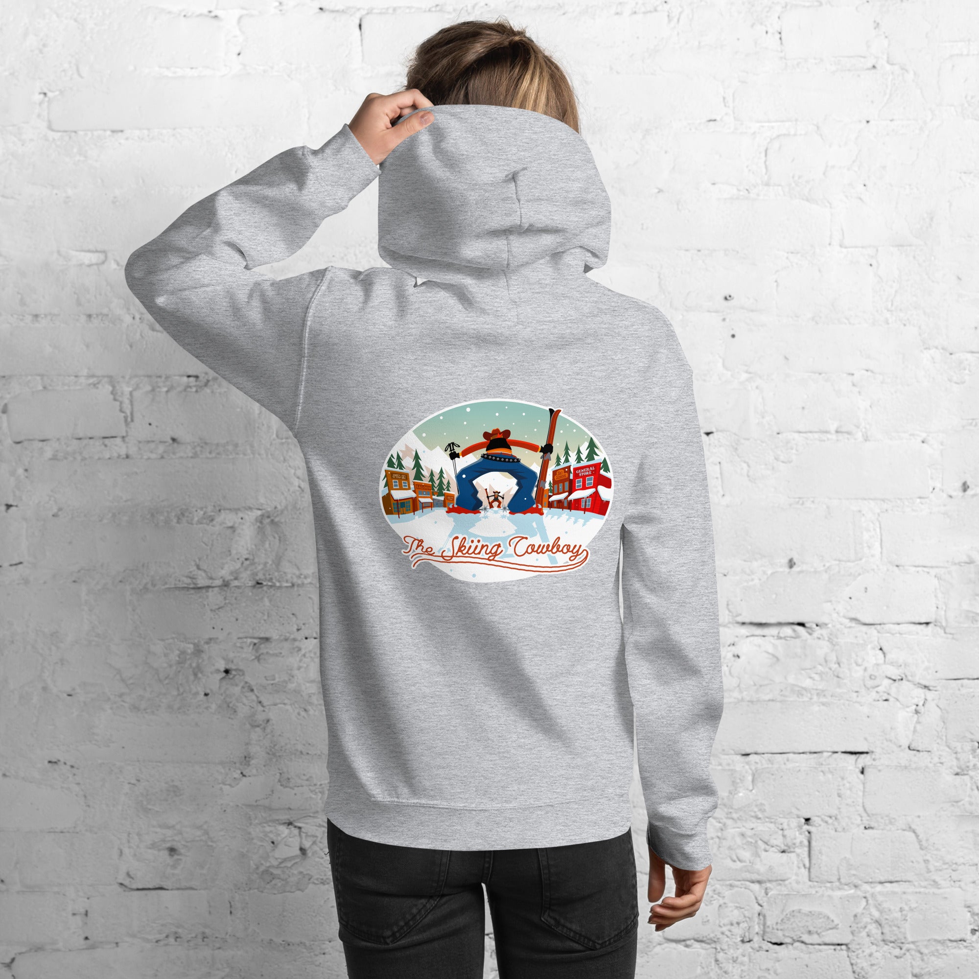 Unisex Hoodie Skiing Duel on light colors (front & back)