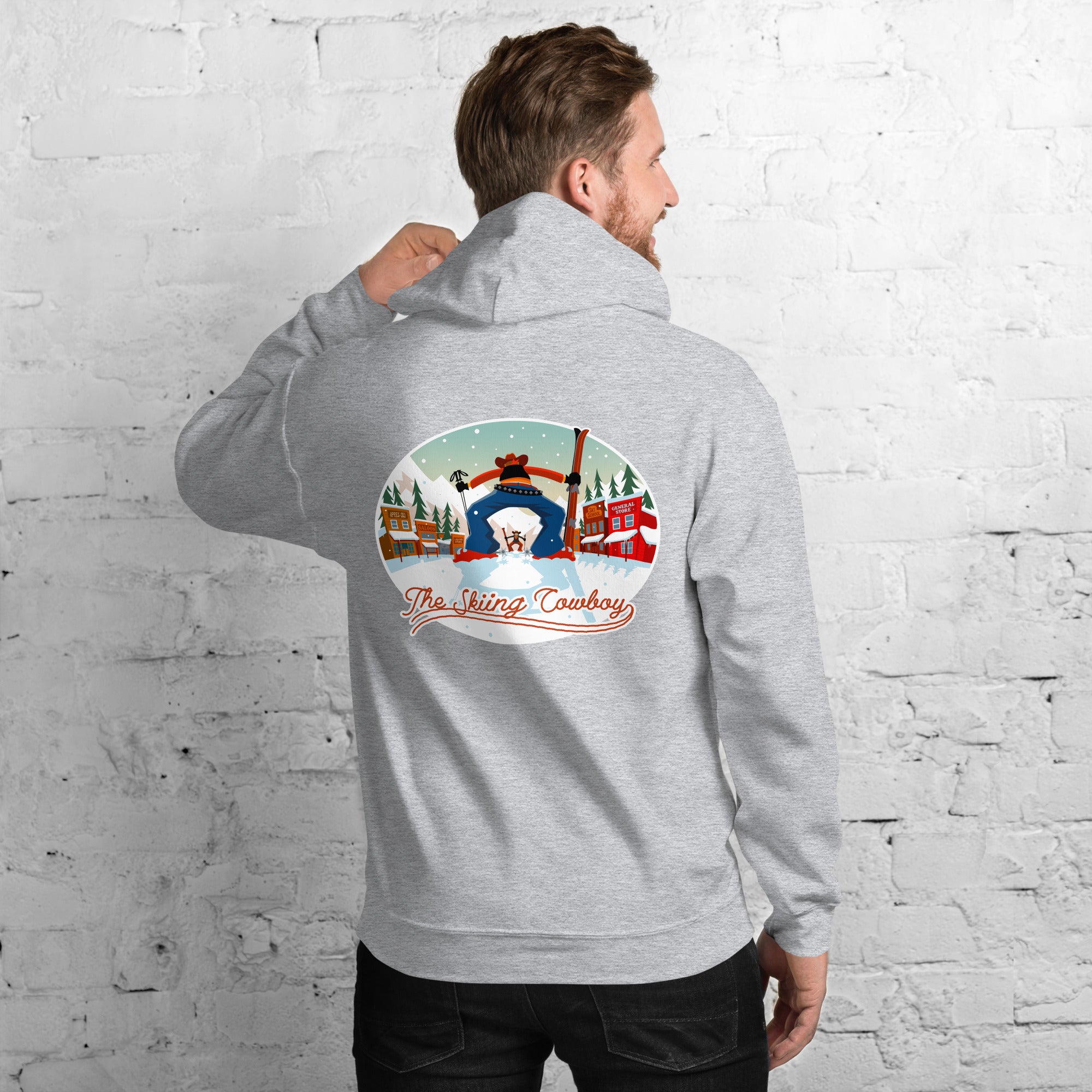 Unisex Hoodie Skiing Duel on light colors (front & back)