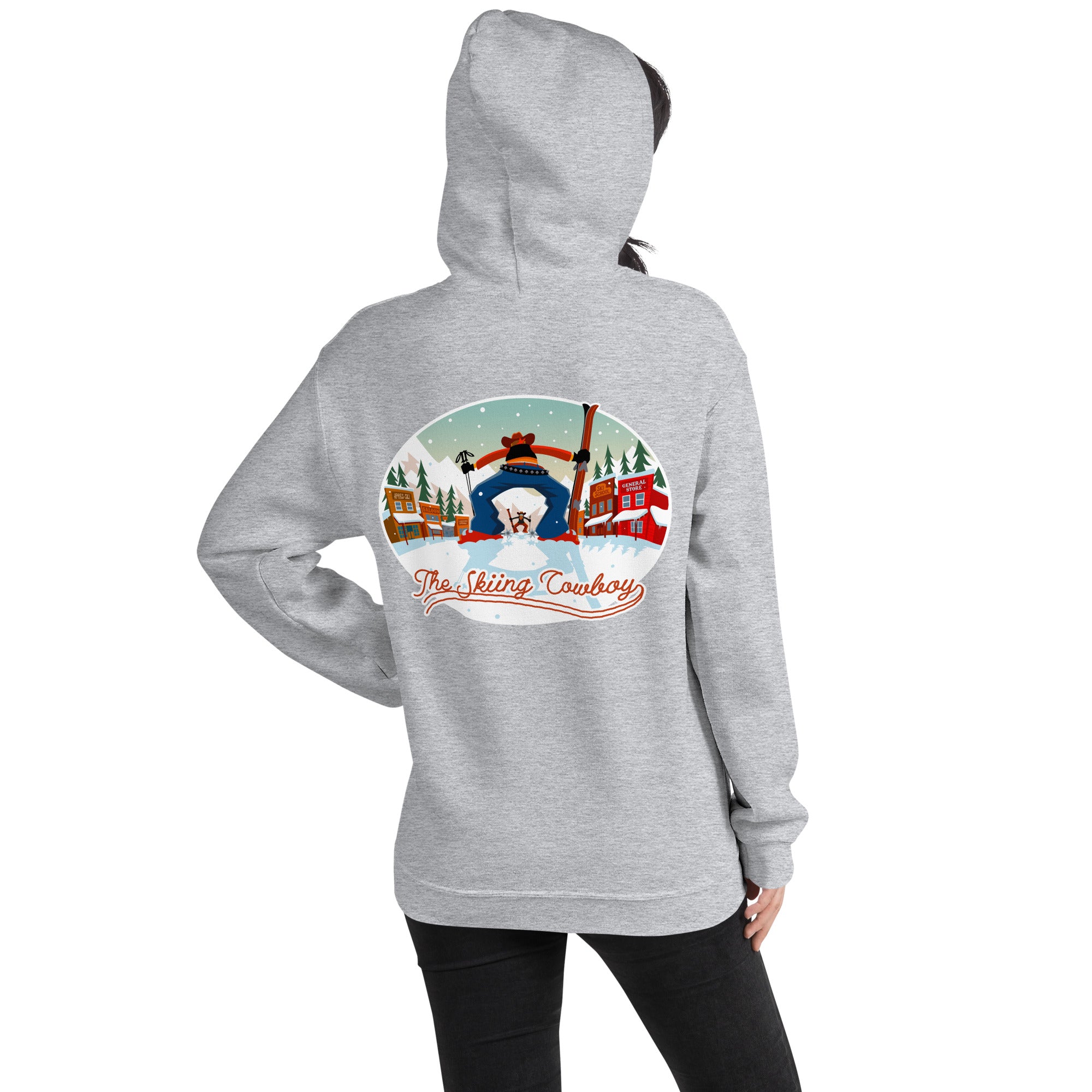 Unisex Hoodie Skiing Duel on light colors (front & back)