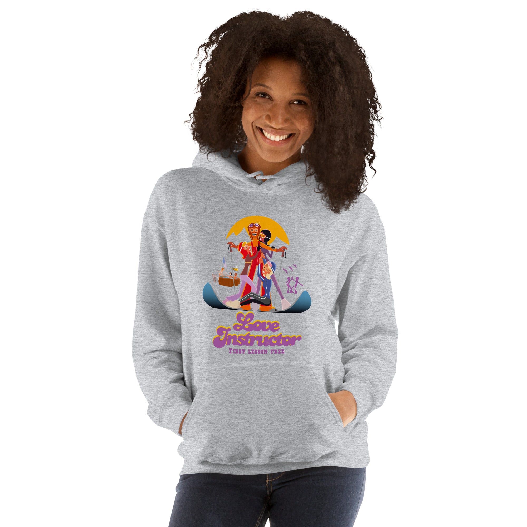 Sweat à capuche d'hiver unisexe Love Instructor First Lesson free sur couleurs claires