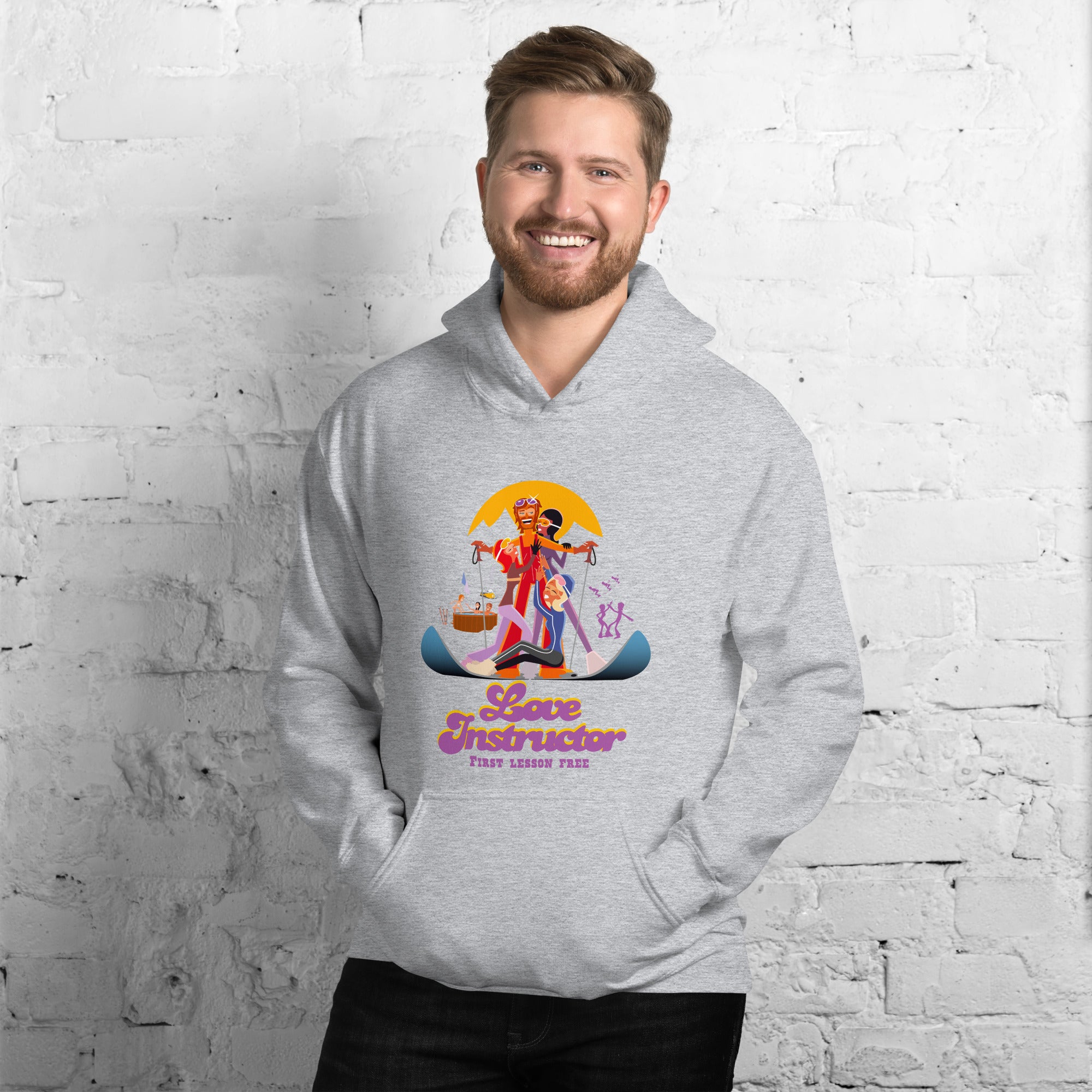 Sweat à capuche d'hiver unisexe Love Instructor First Lesson free sur couleurs claires