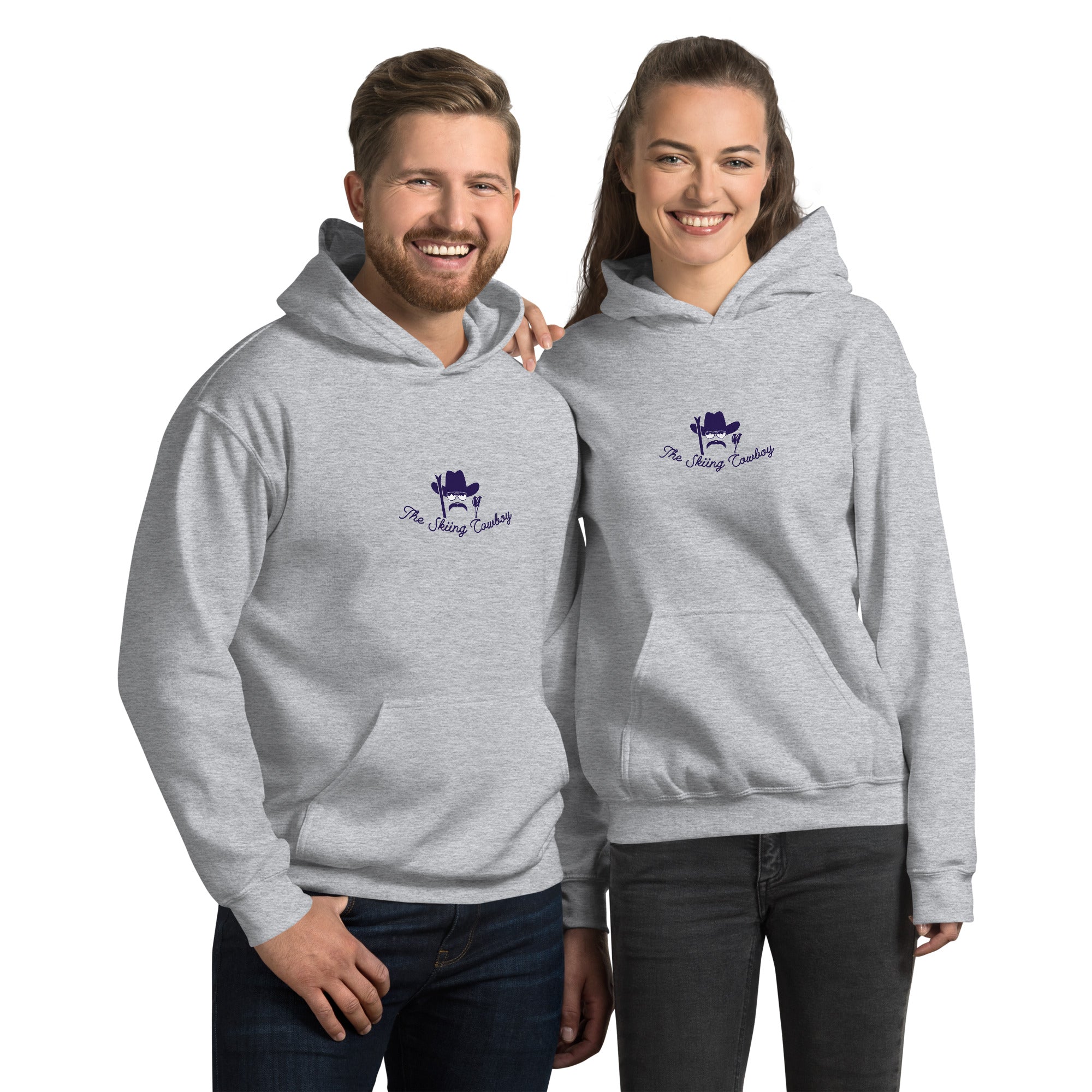 Unisex Hoodie The Skiing Cowboy Duel Silhouette (front & back)