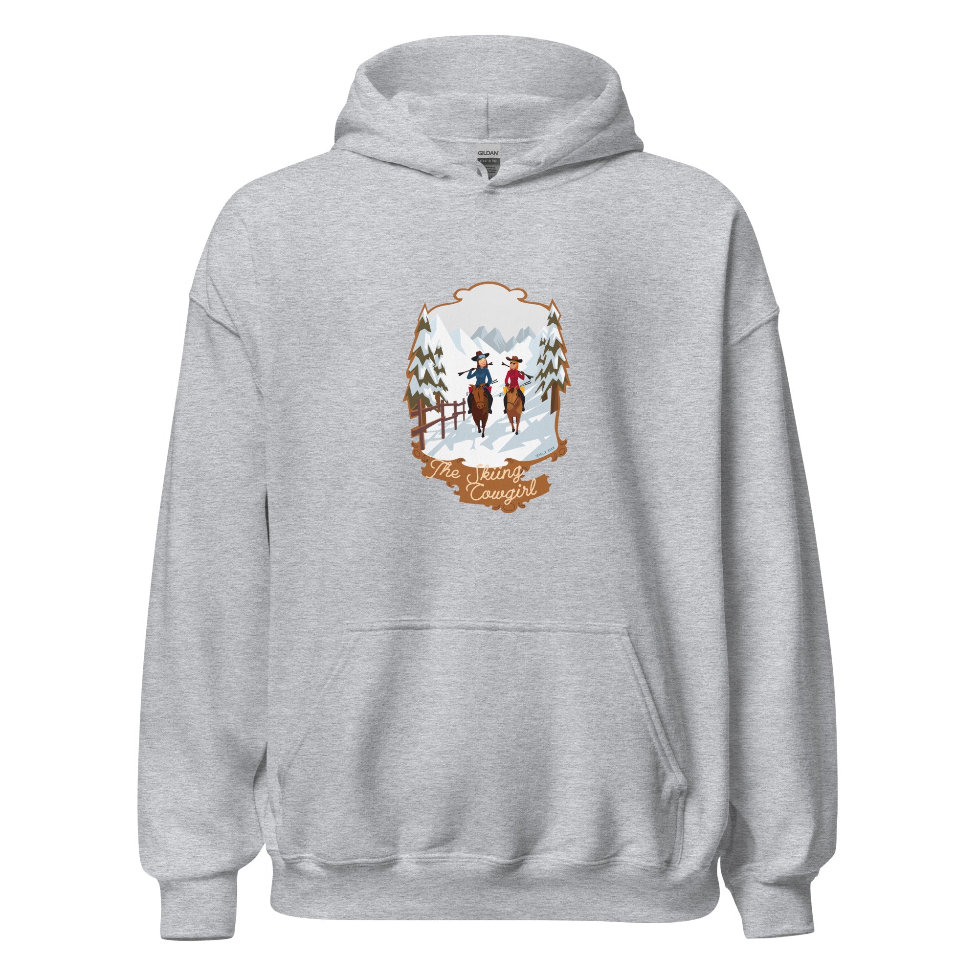 Unisex Hoodie The Skiing Cowgirl on light colors