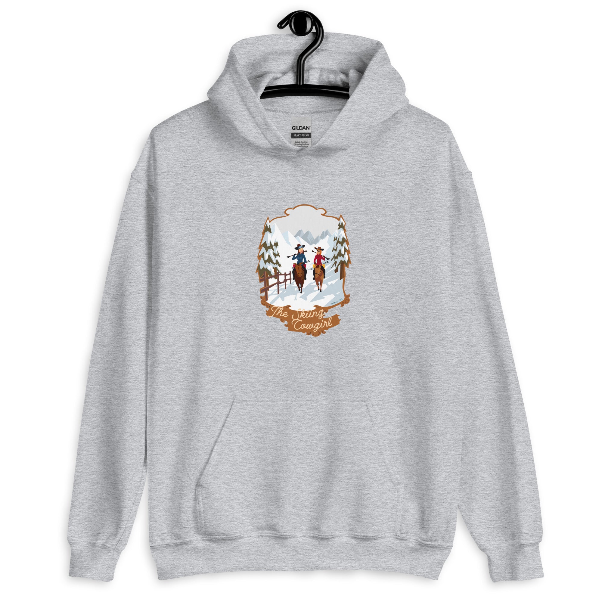 Unisex Hoodie The Skiing Cowgirl on light colors