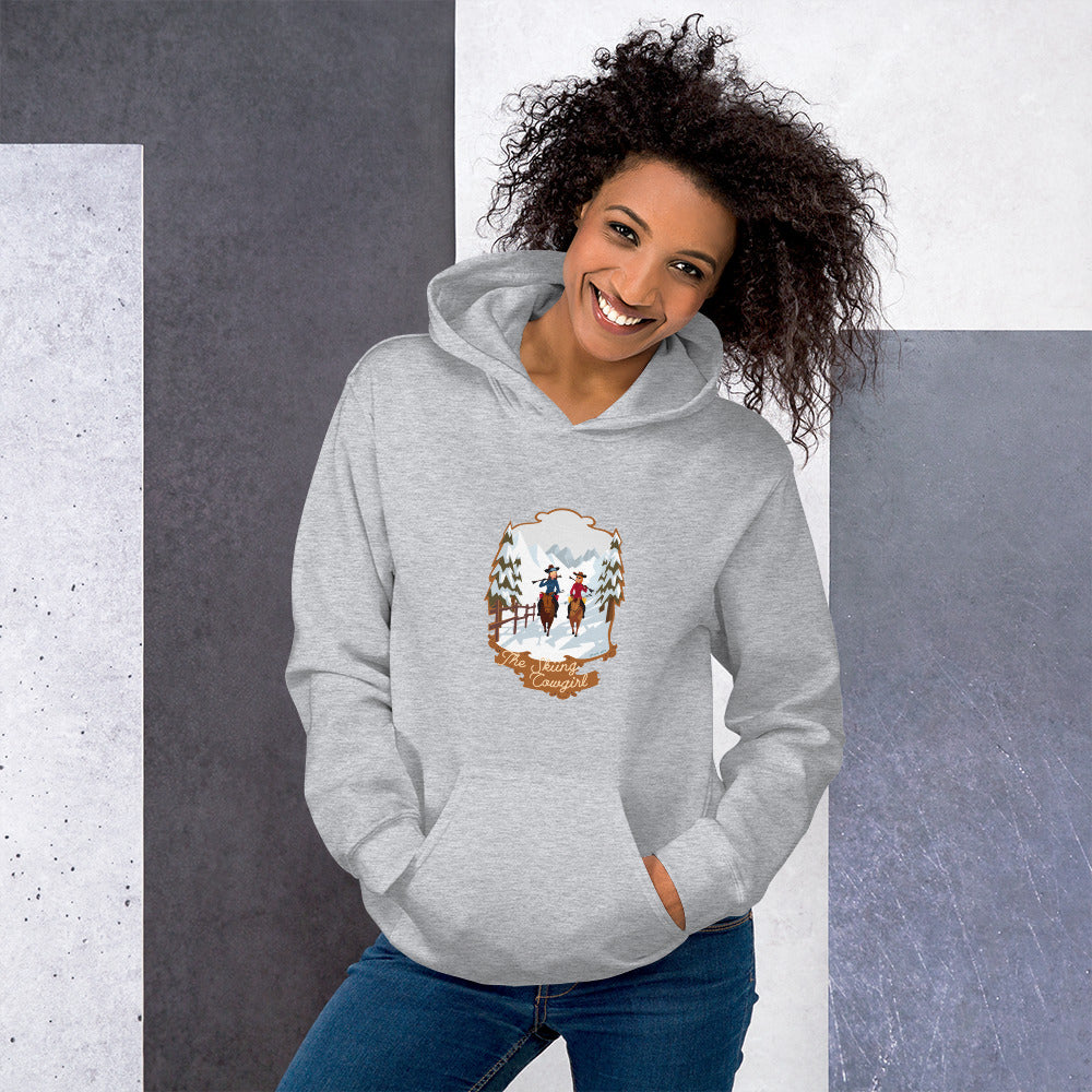 Unisex Hoodie The Skiing Cowgirl on light colors