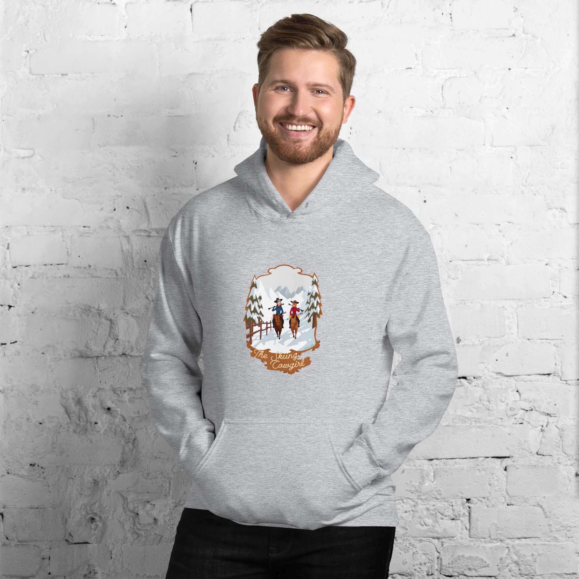 Unisex Hoodie The Skiing Cowgirl on light colors