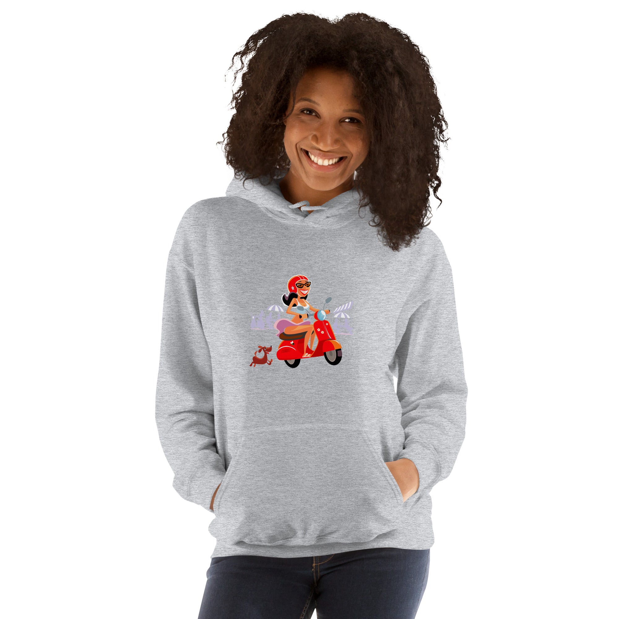 Unisex Hoodie Vespa Girl in St Tropez