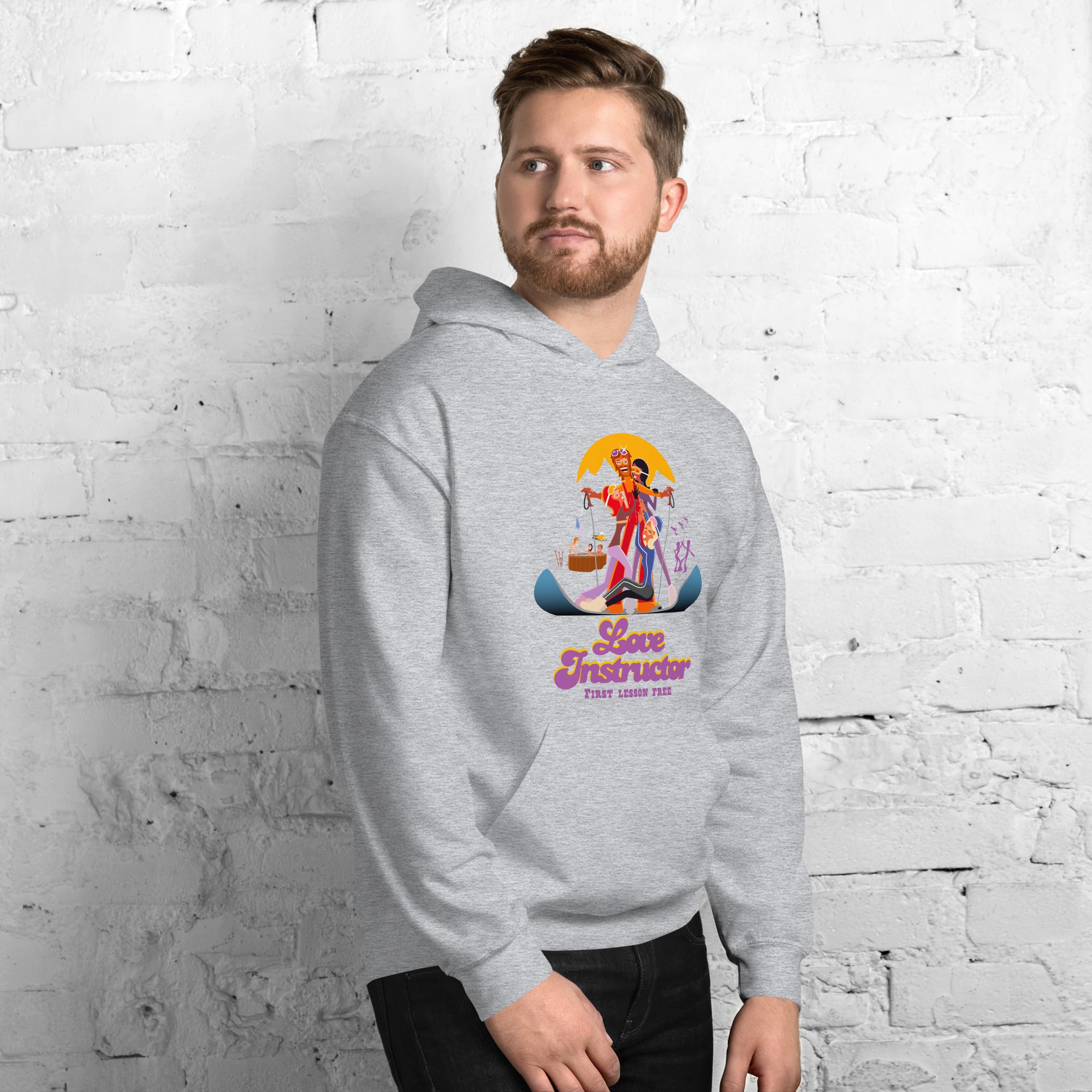 Sweat à capuche d'hiver unisexe Love Instructor First Lesson free sur couleurs claires