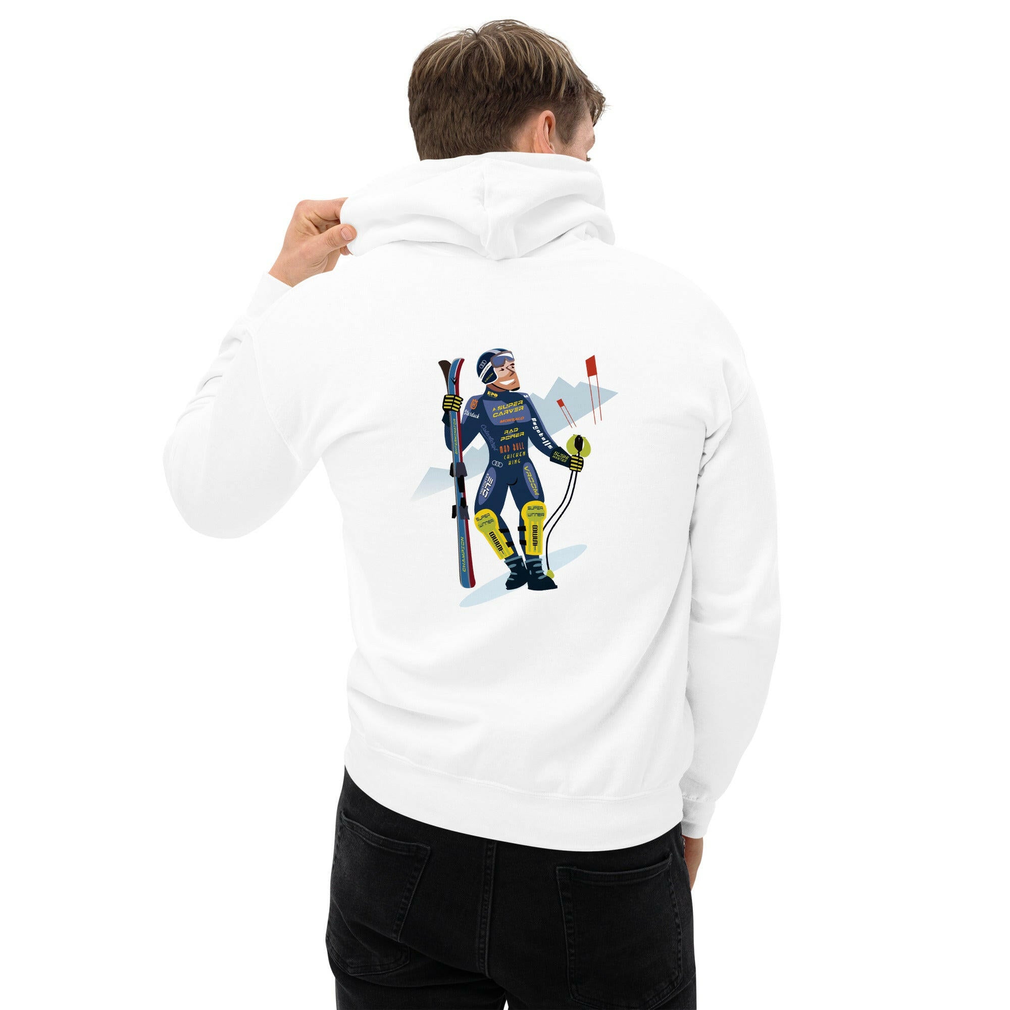 Unisex Hoodie Which skier are you? Ski Racer (front & back) on light colors