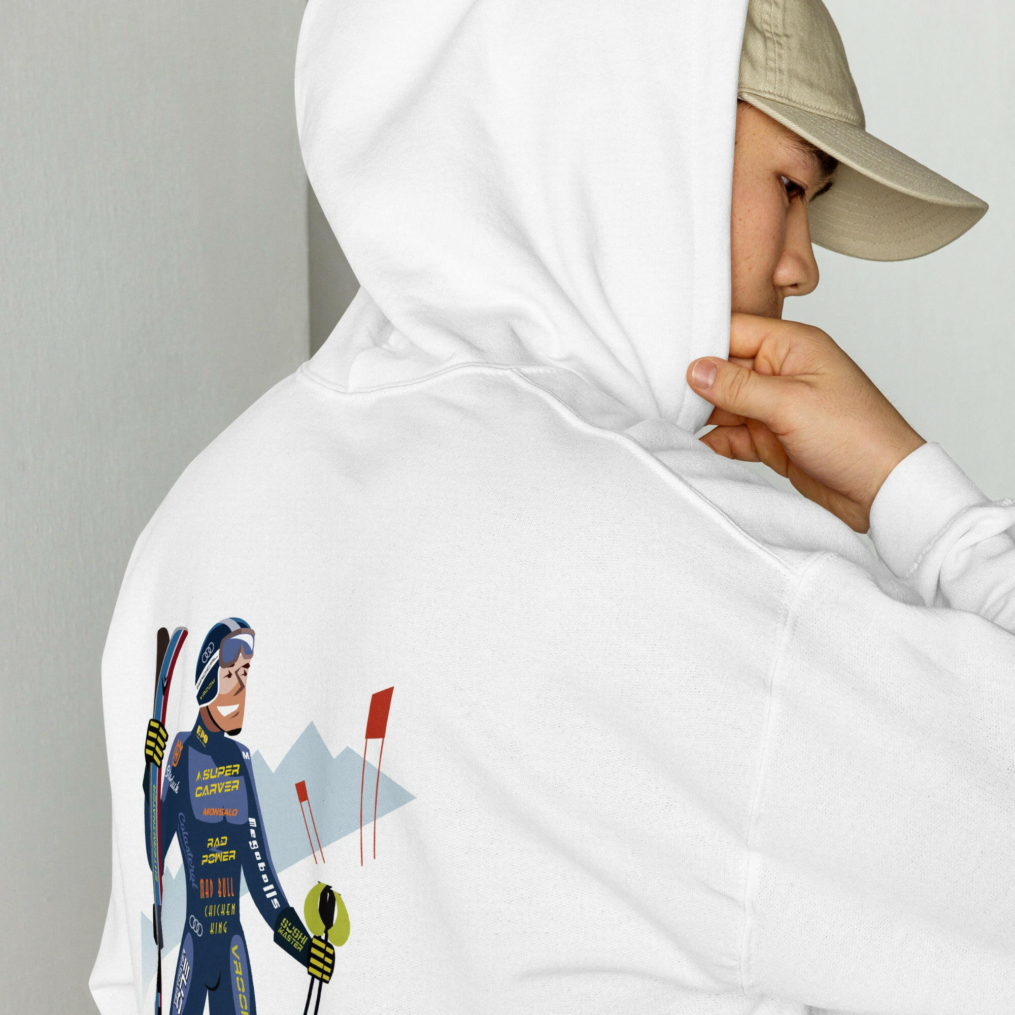 Unisex Hoodie Which skier are you? Ski Racer (front & back) on light colors