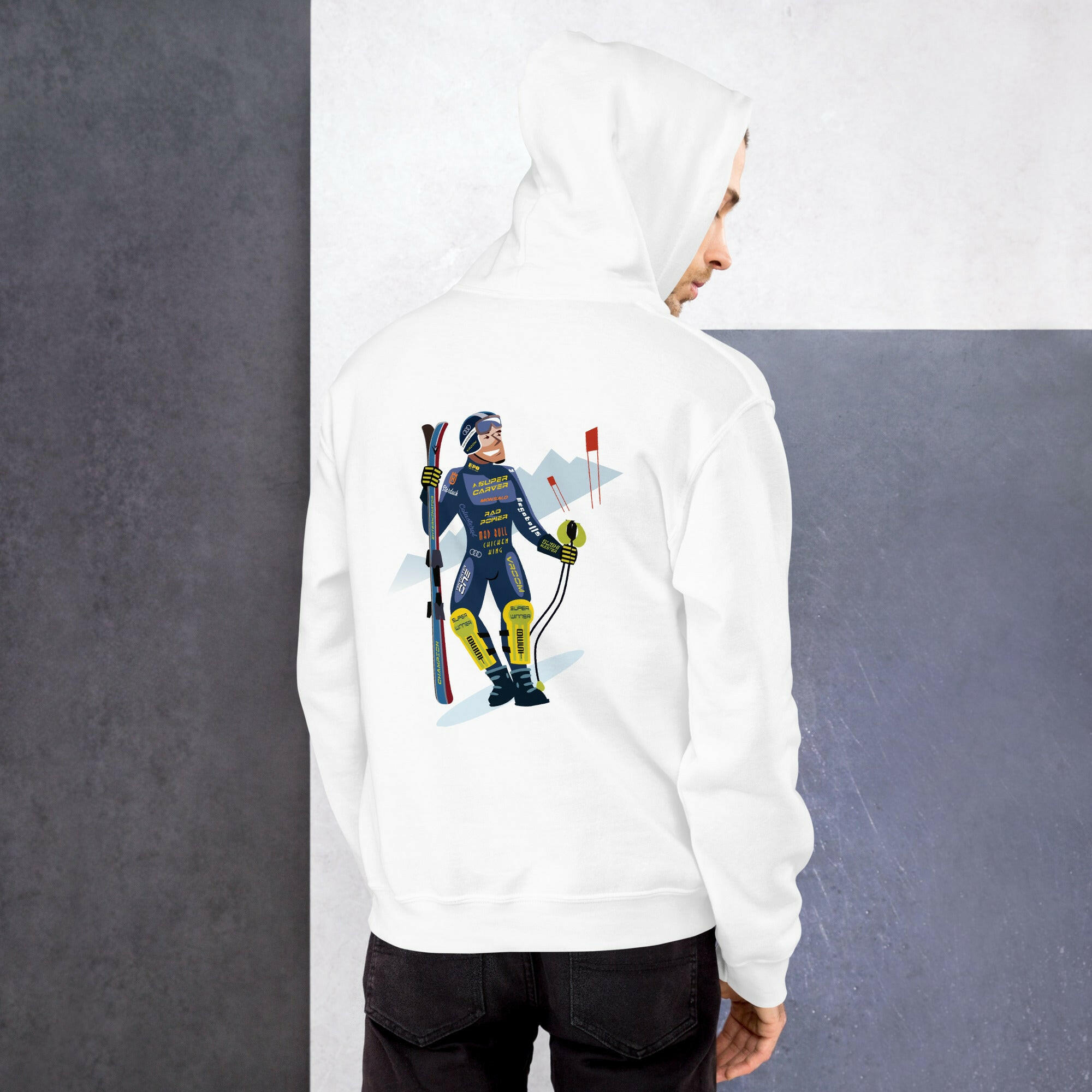 Unisex Hoodie Which skier are you? Ski Racer (front & back) on light colors