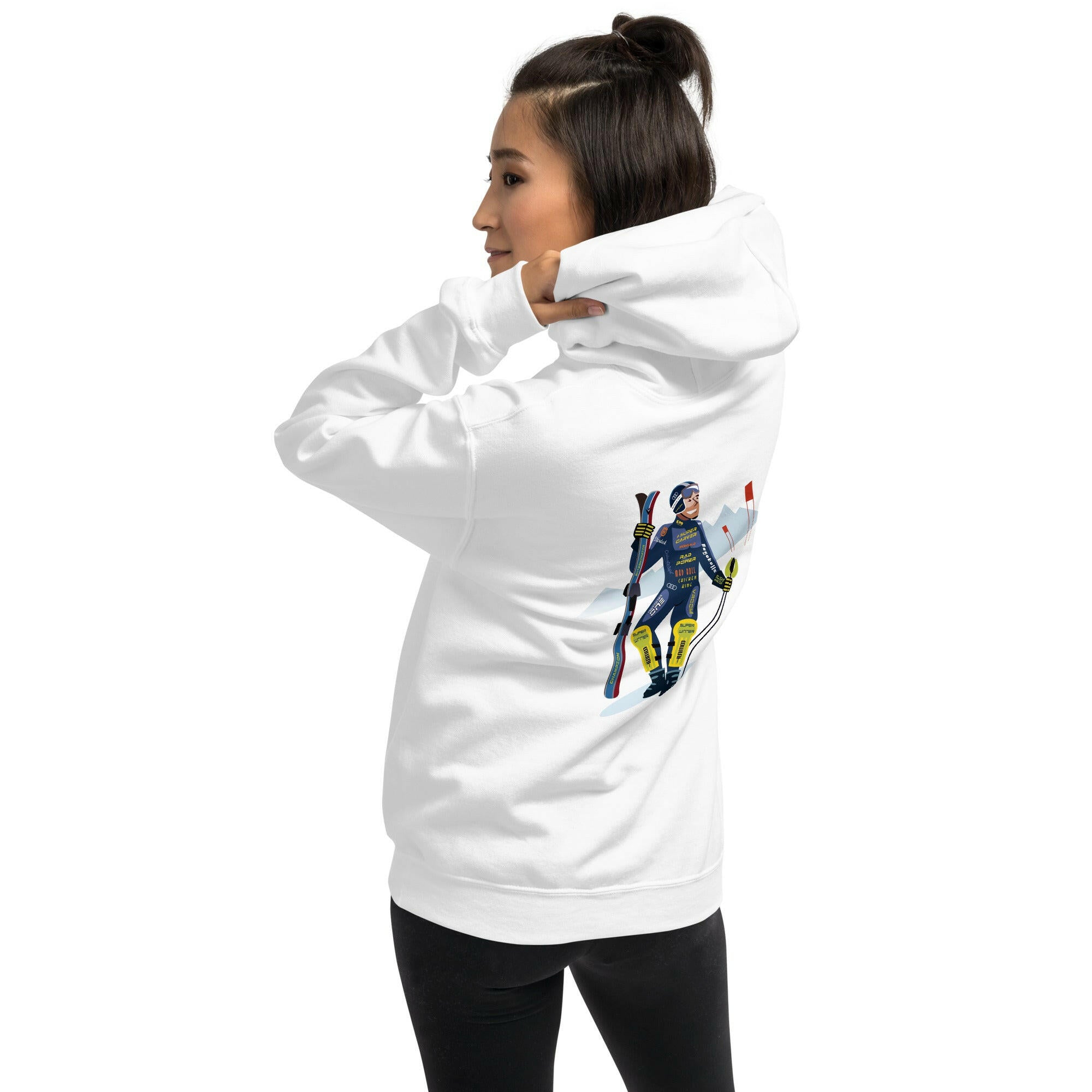 Unisex Hoodie Which skier are you? Ski Racer (front & back) on light colors