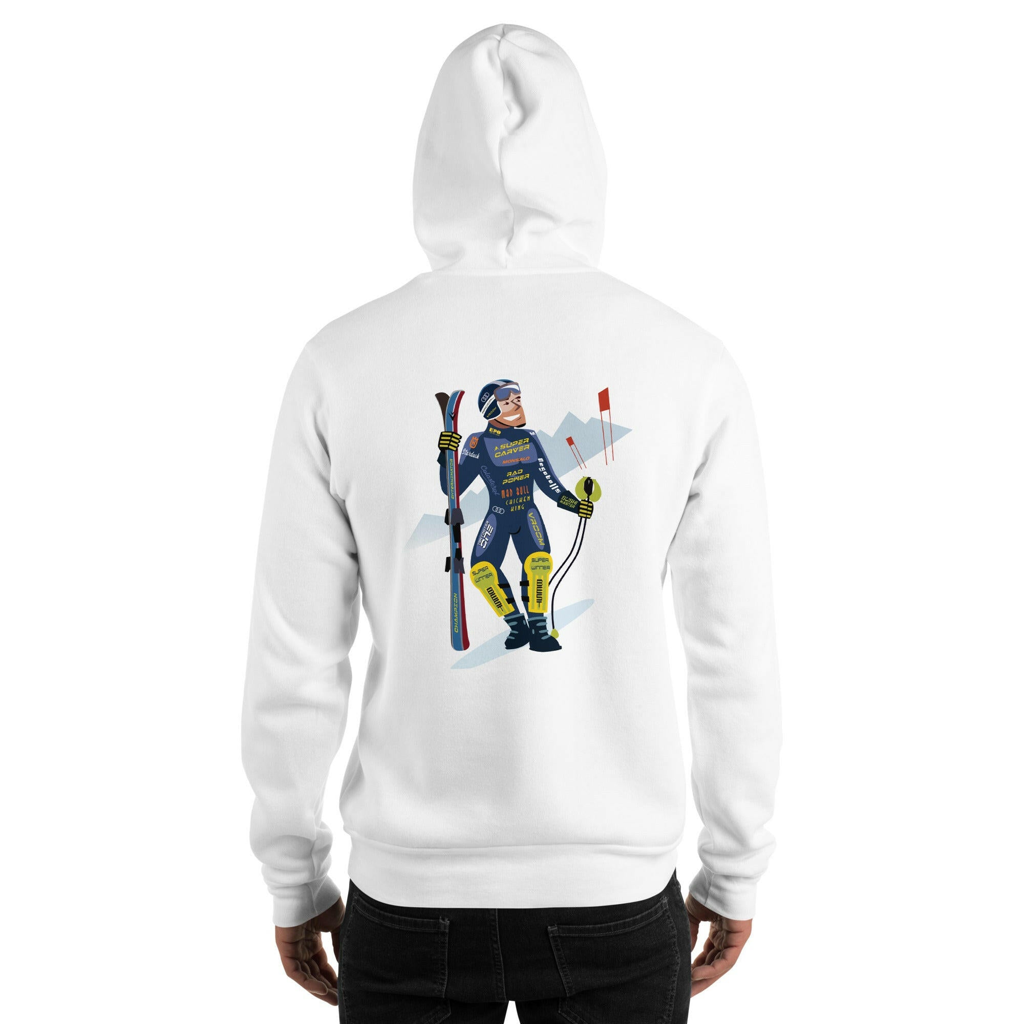 Unisex Hoodie Which skier are you? Ski Racer (front & back) on light colors