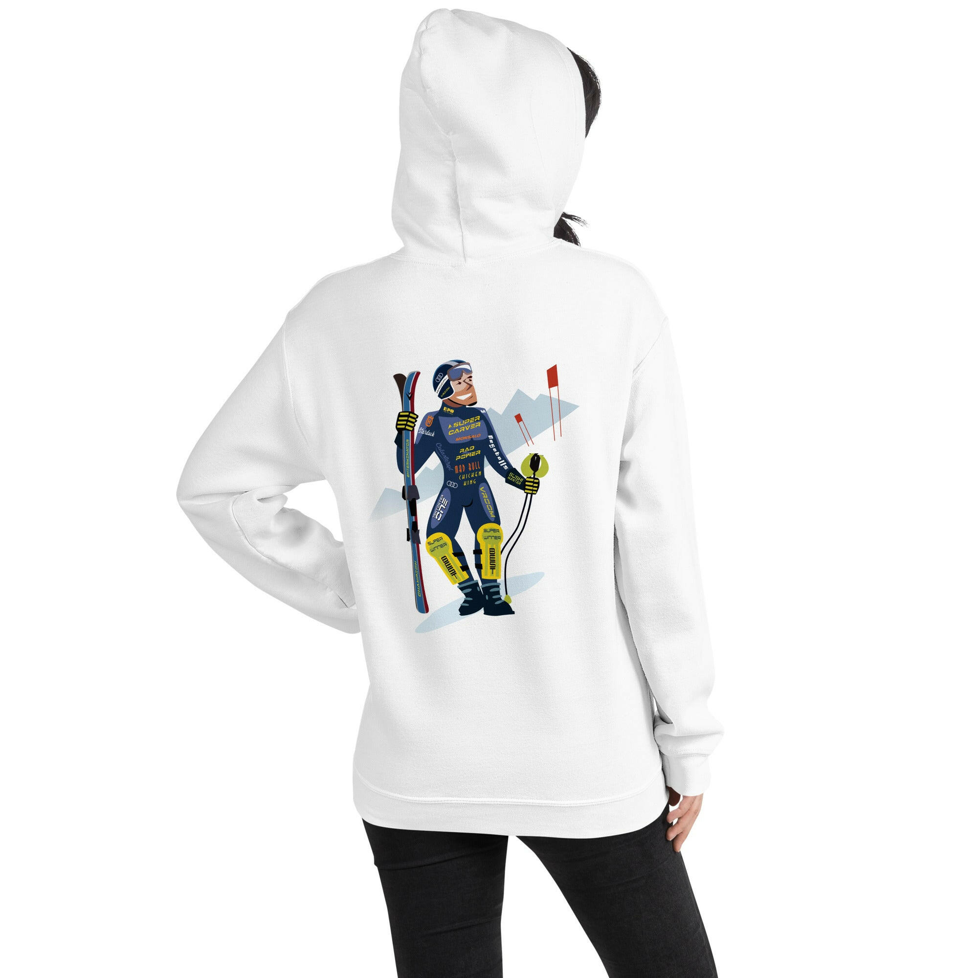 Unisex Hoodie Which skier are you? Ski Racer (front & back) on light colors