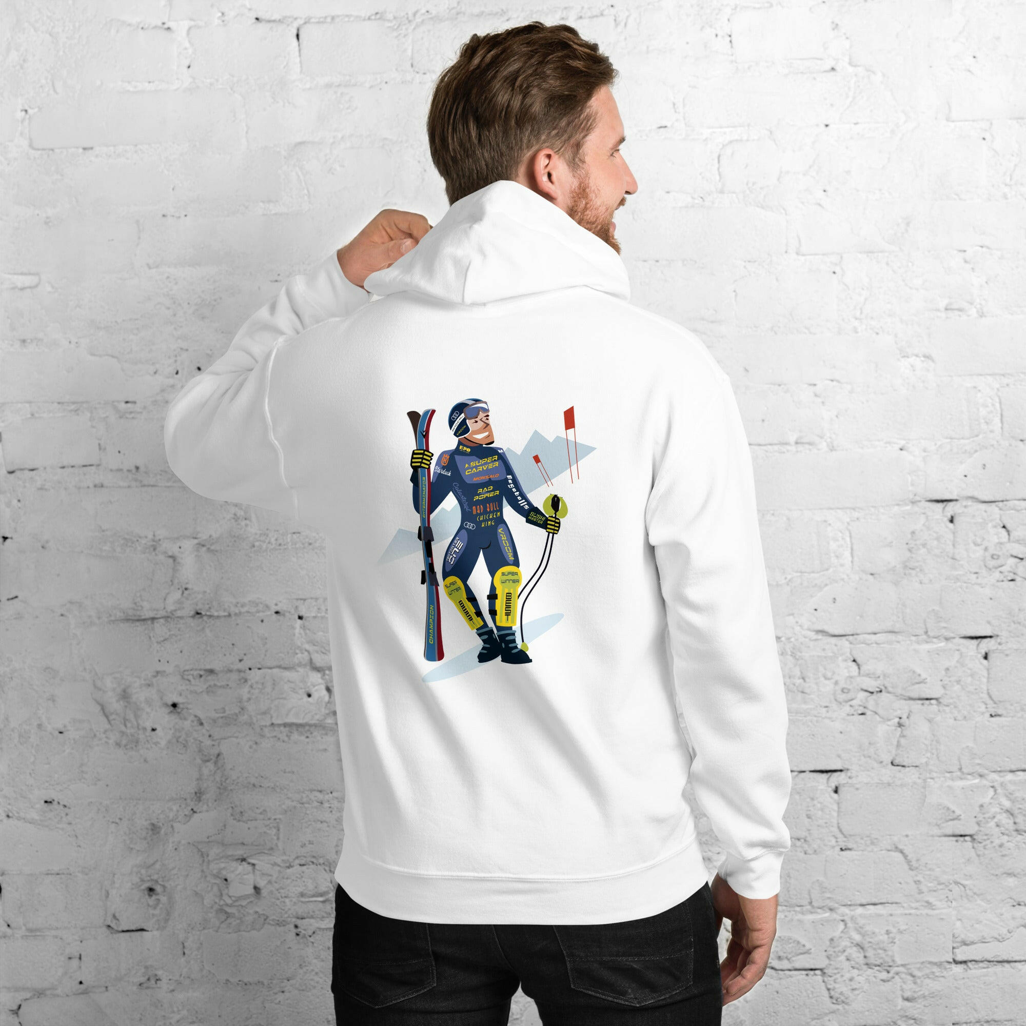 Unisex Hoodie Which skier are you? Ski Racer (front & back) on light colors