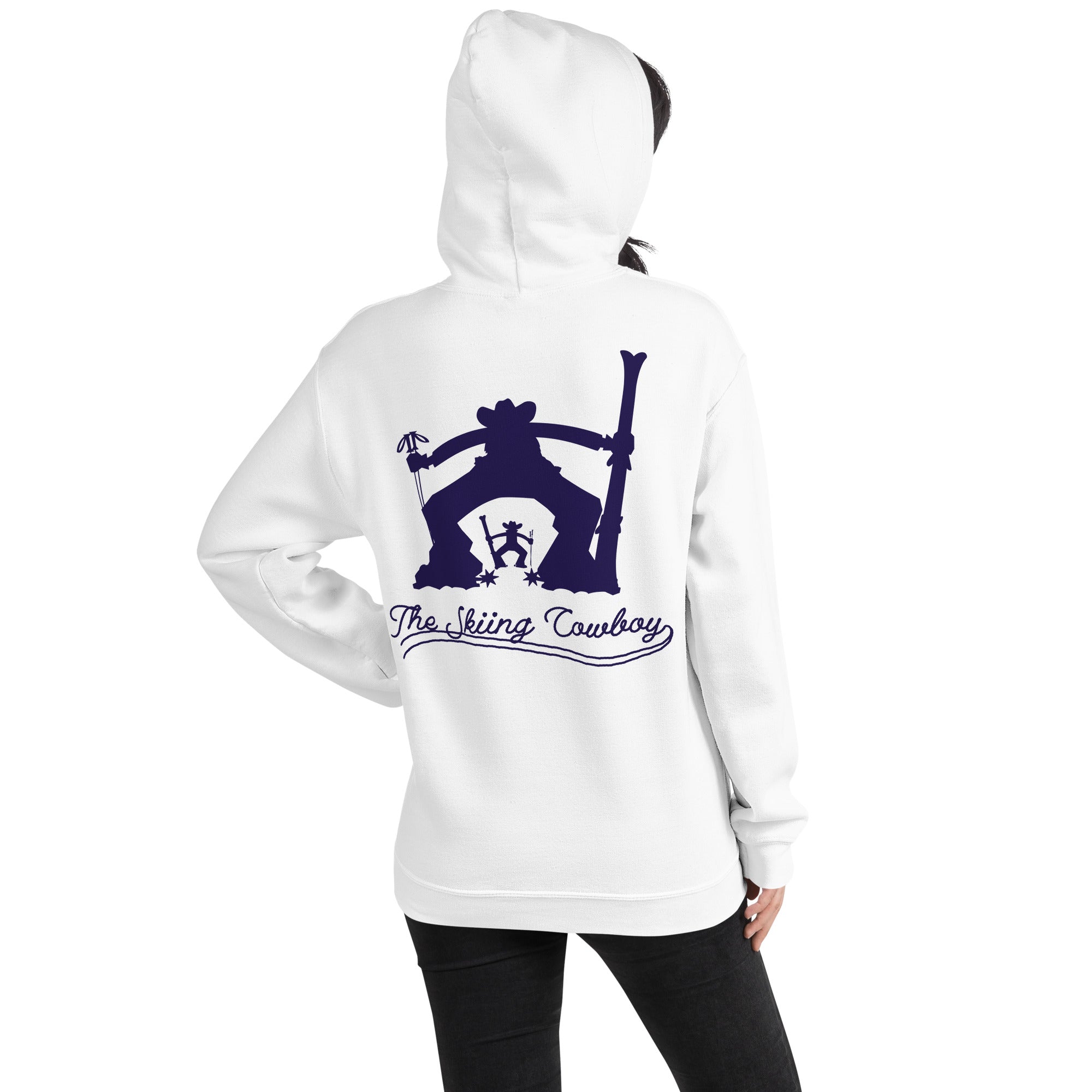 Unisex Hoodie The Skiing Cowboy Duel Silhouette (front & back)