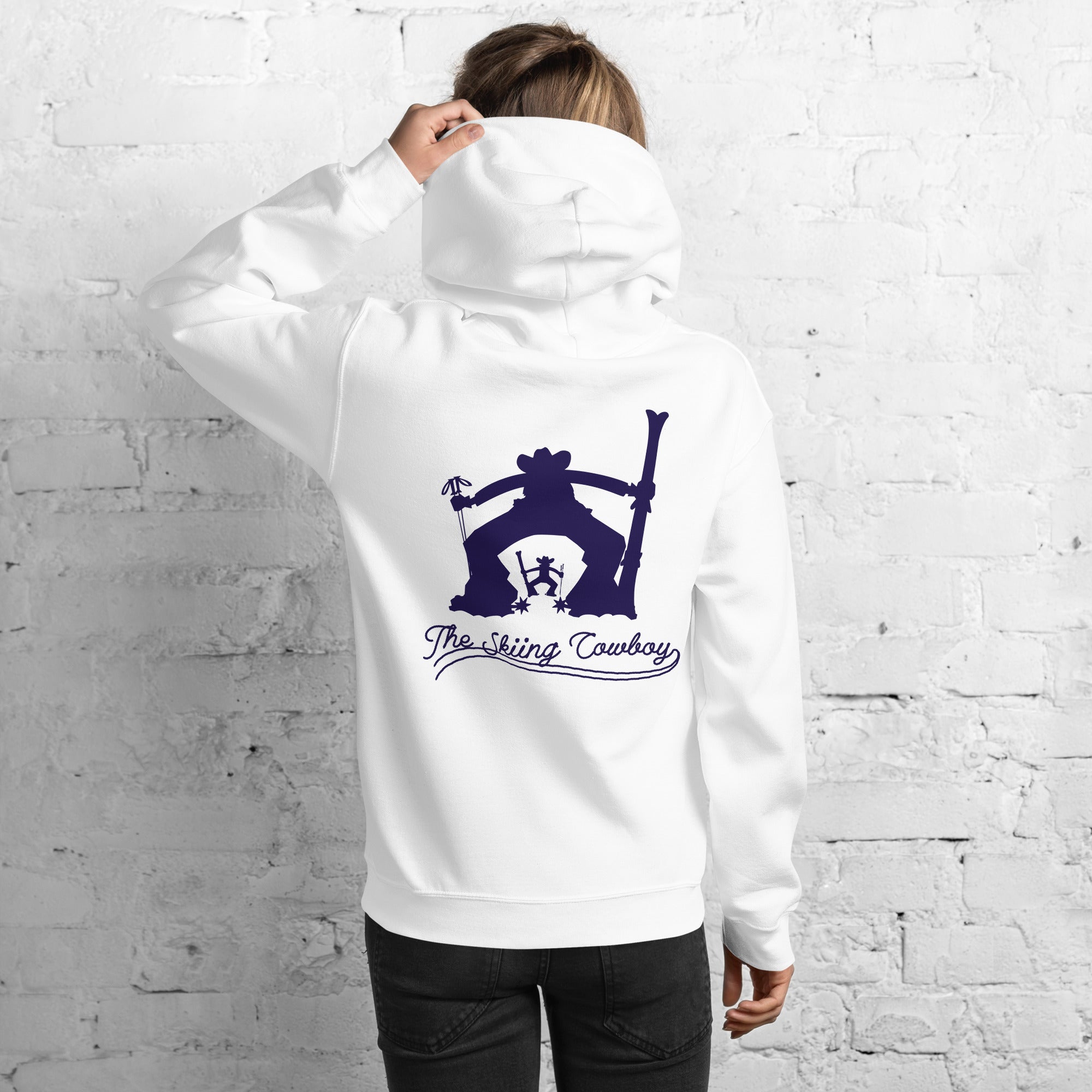 Unisex Hoodie The Skiing Cowboy Duel Silhouette (front & back)