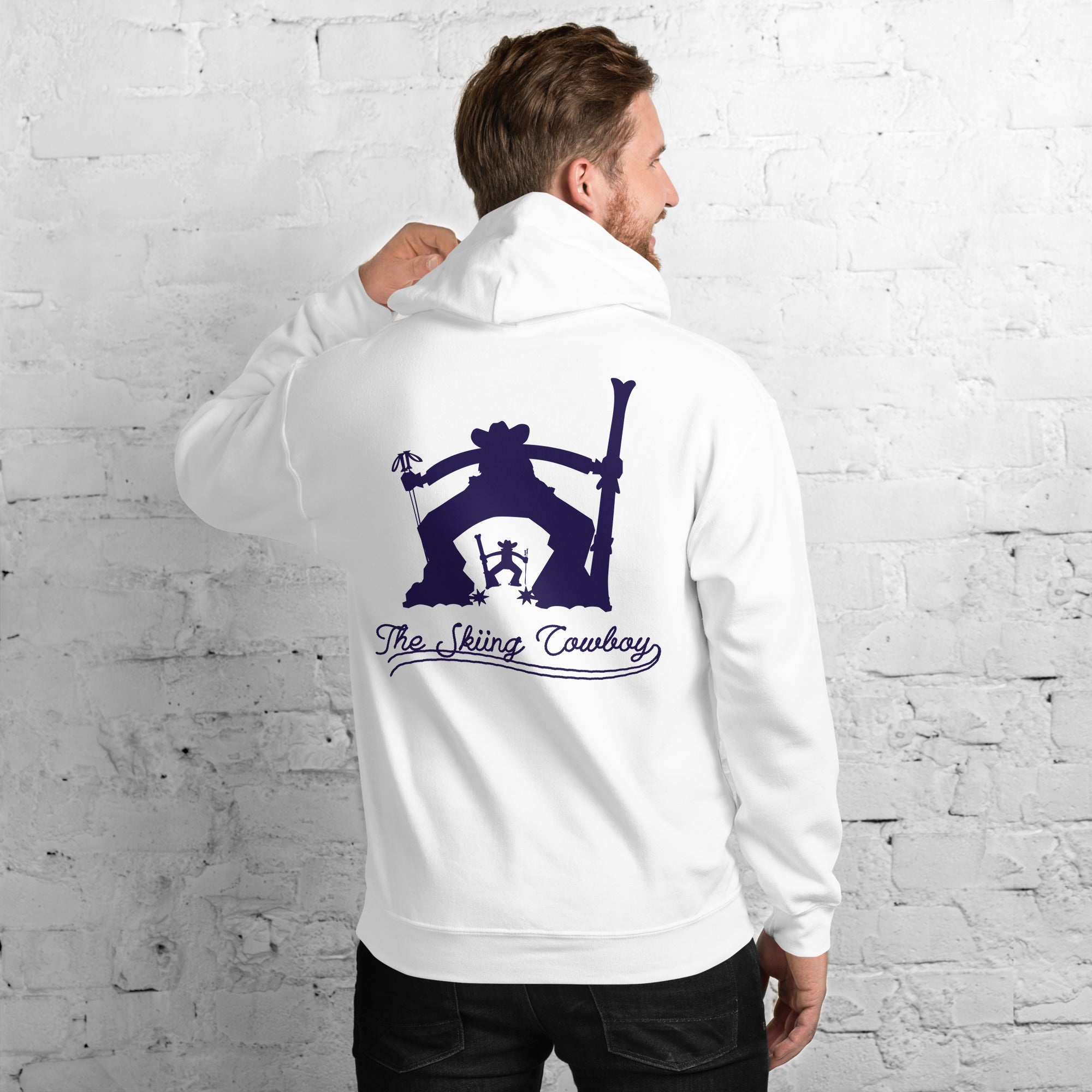 Unisex Hoodie The Skiing Cowboy Duel Silhouette (front & back)