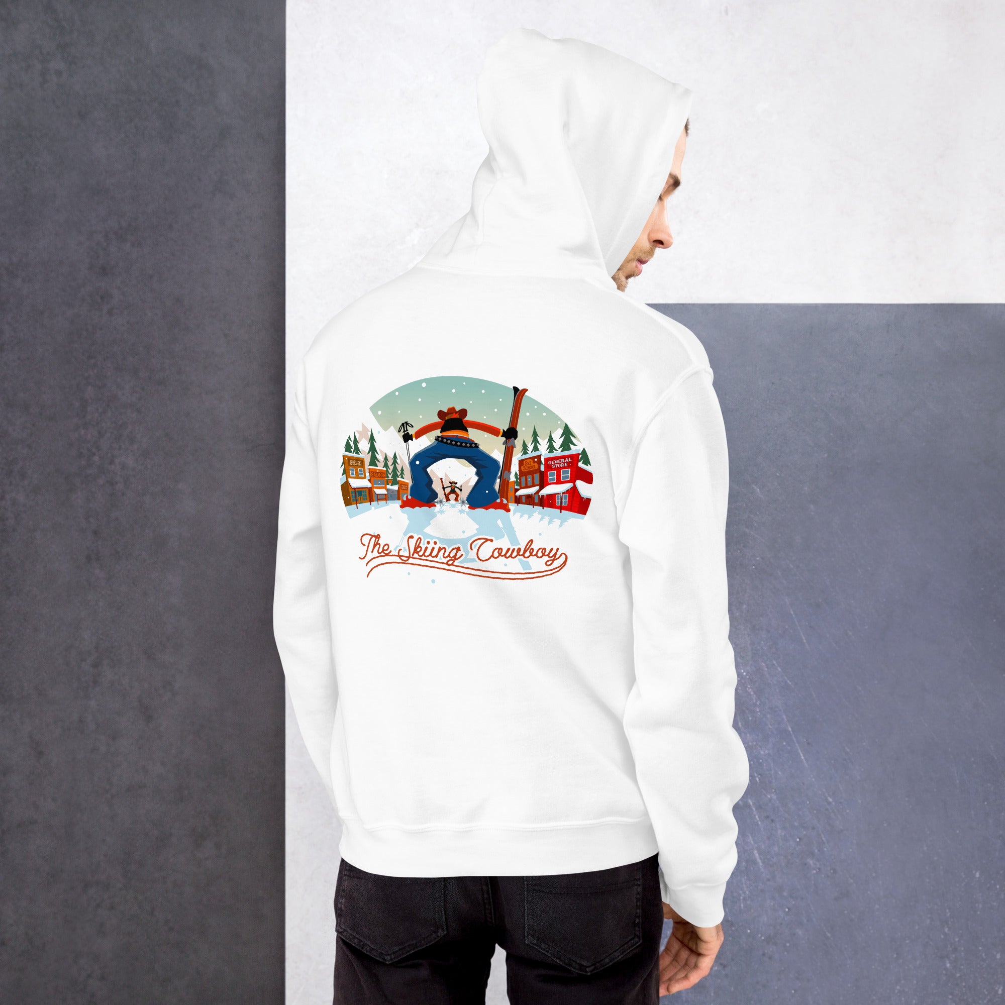 Unisex Hoodie Skiing Duel on light colors (front & back)