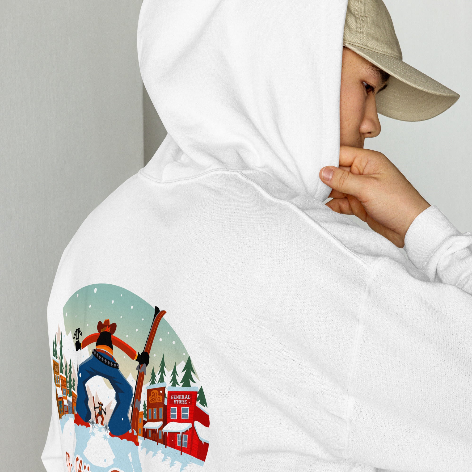 Unisex Hoodie Skiing Duel on light colors (front & back)