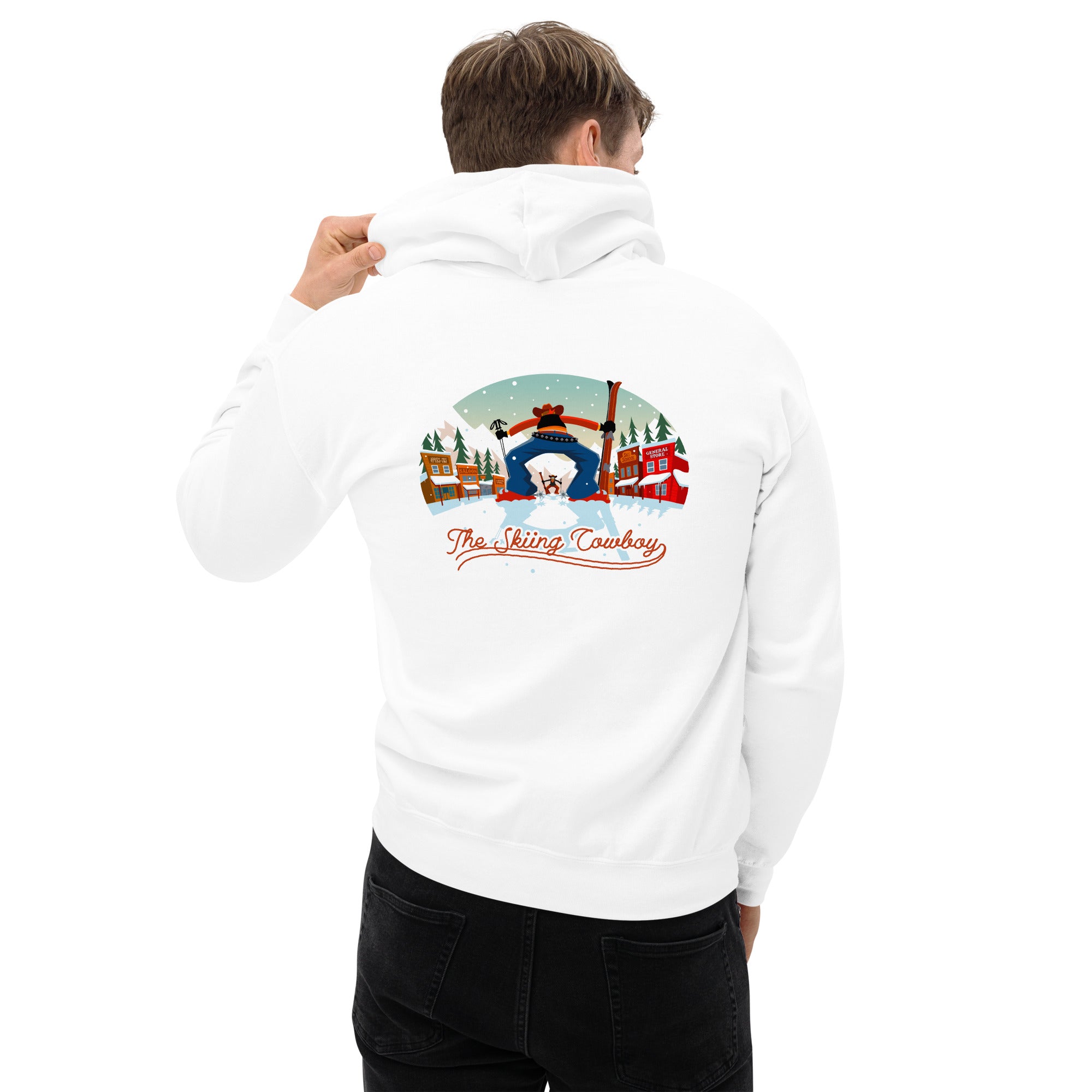 Unisex Hoodie Skiing Duel on light colors (front & back)