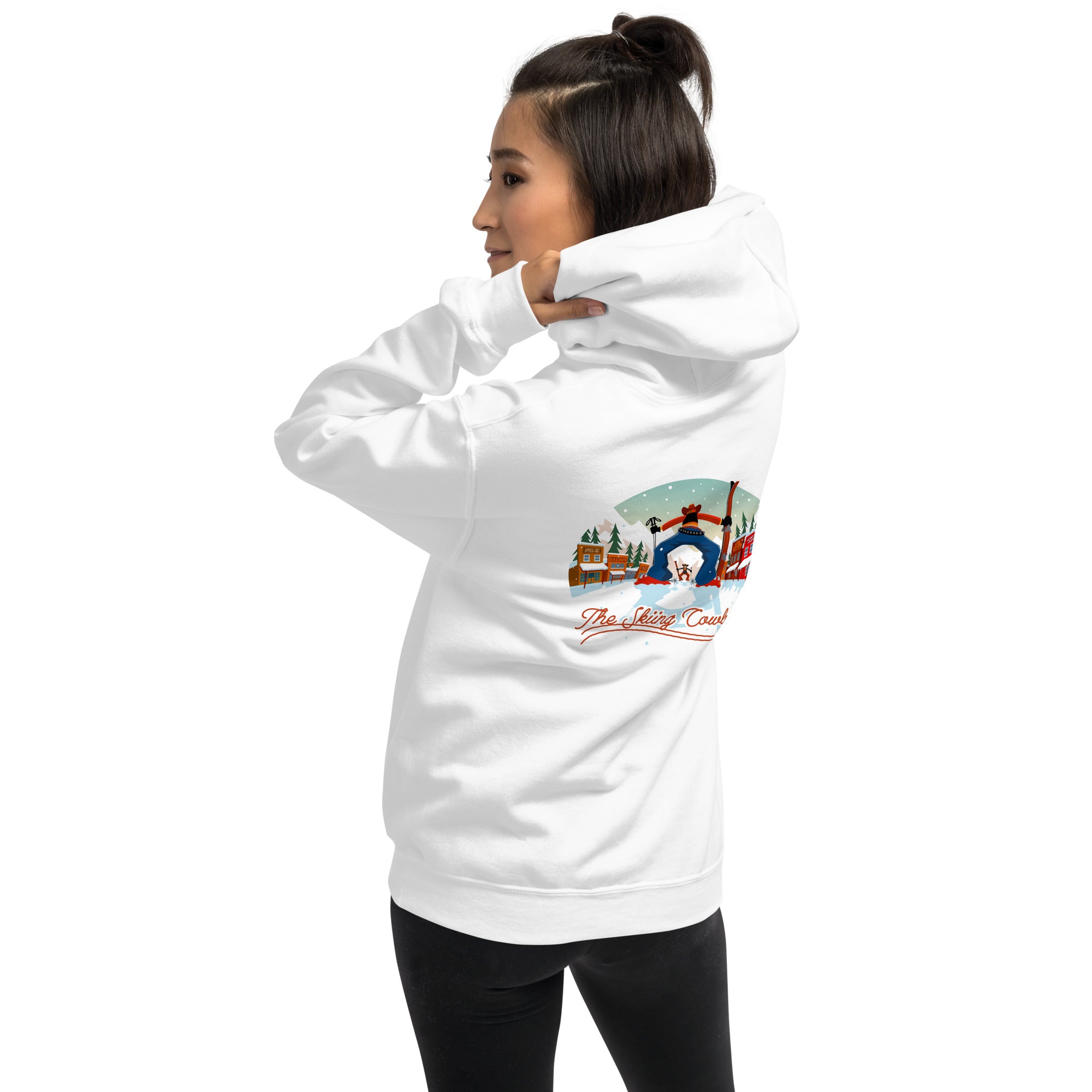 Unisex Hoodie Skiing Duel on light colors (front & back)