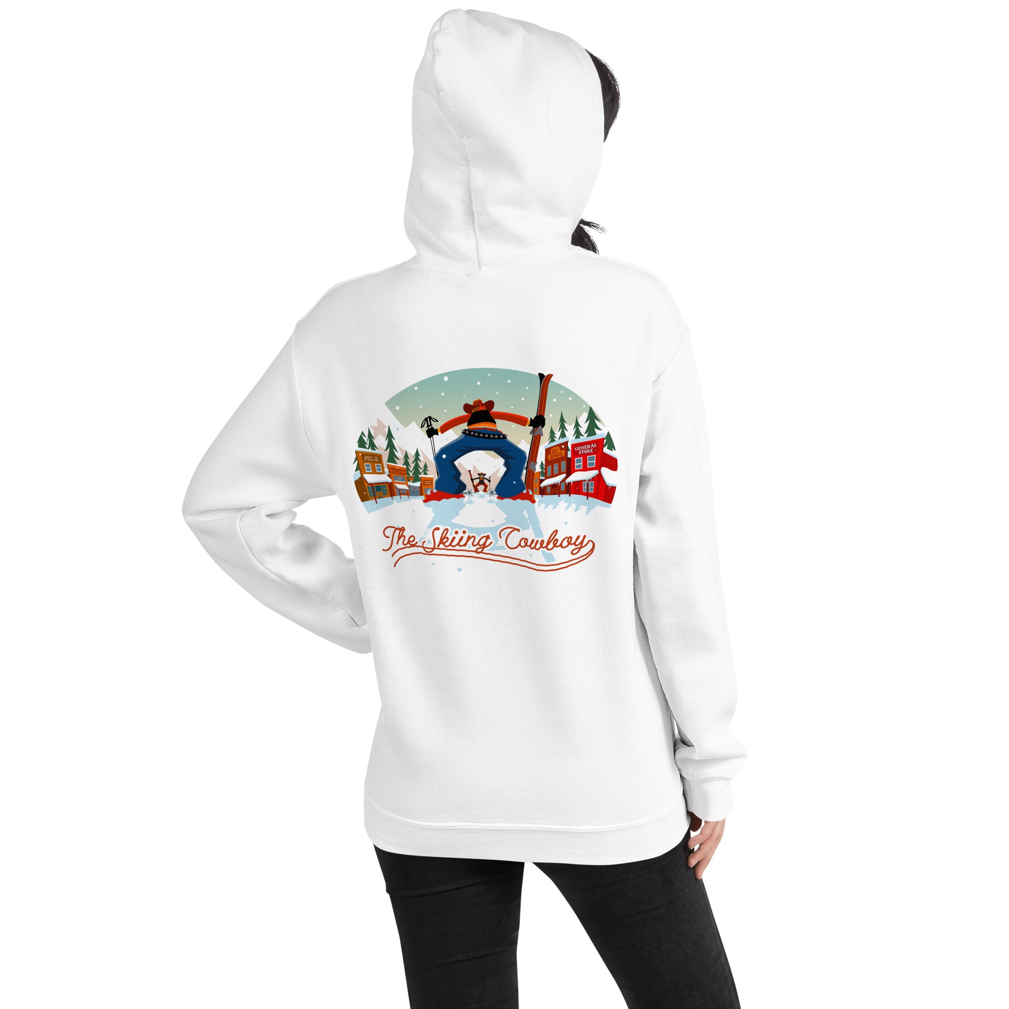 Unisex Hoodie Skiing Duel on light colors (front & back)