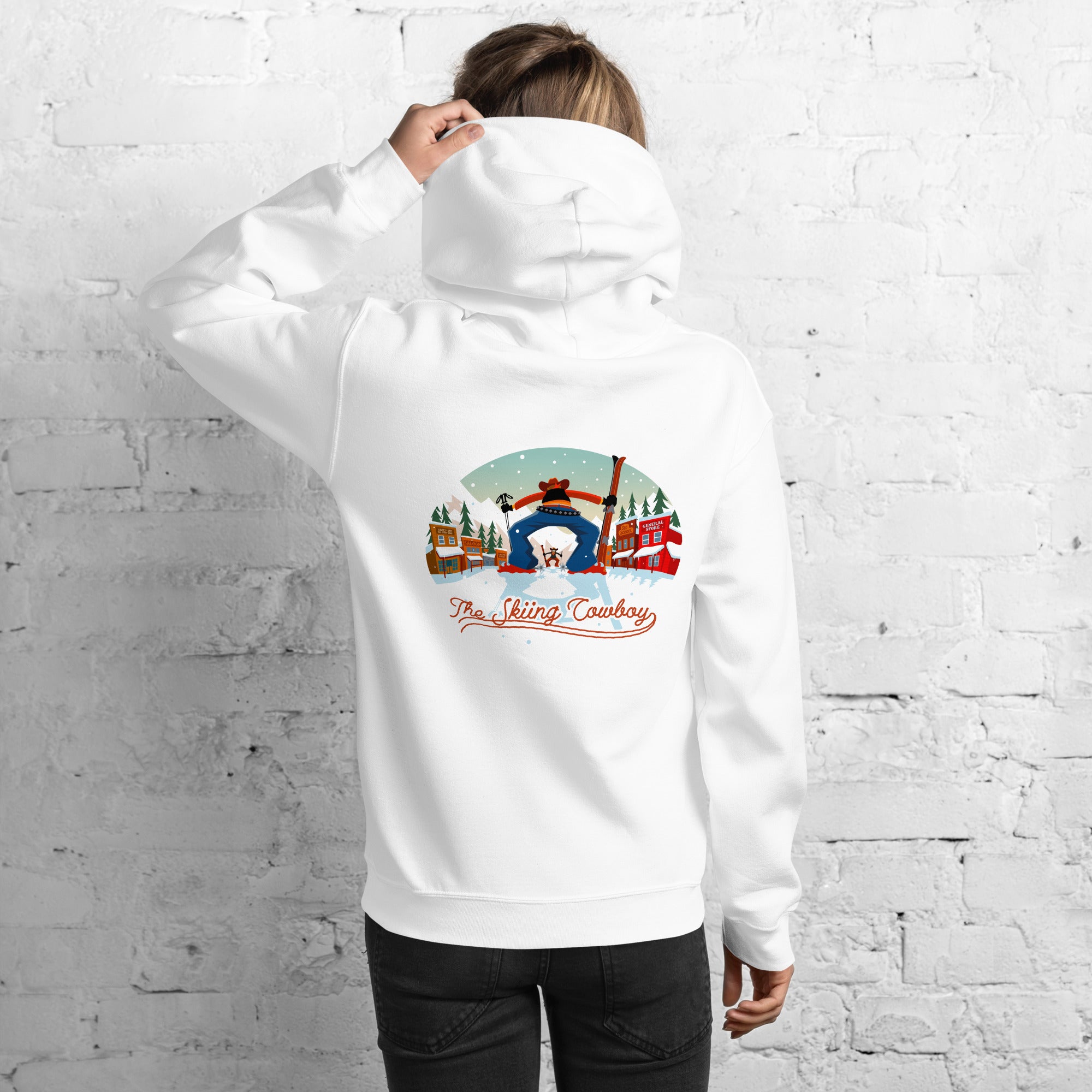 Unisex Hoodie Skiing Duel on light colors (front & back)